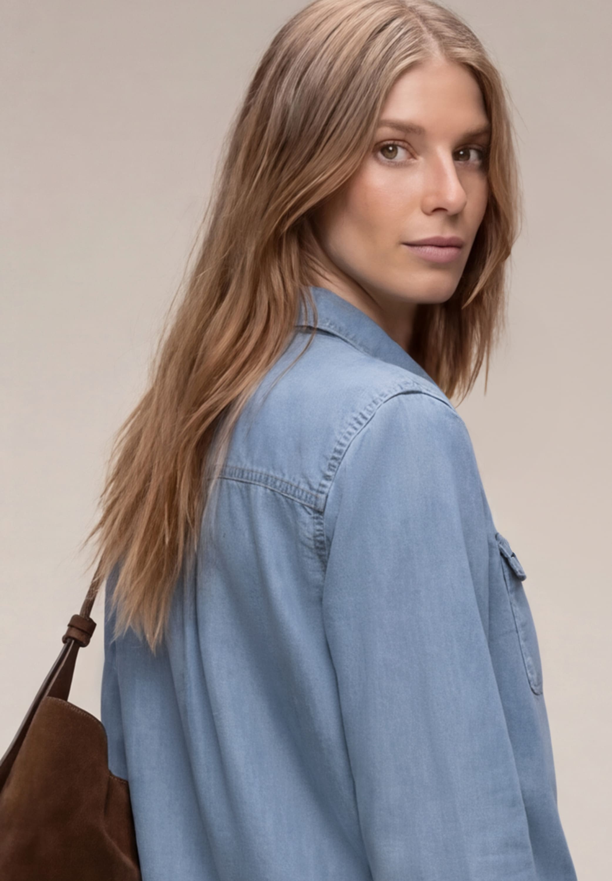STREET ONE Hemdbluse 3/4-Arm im Denim-Look