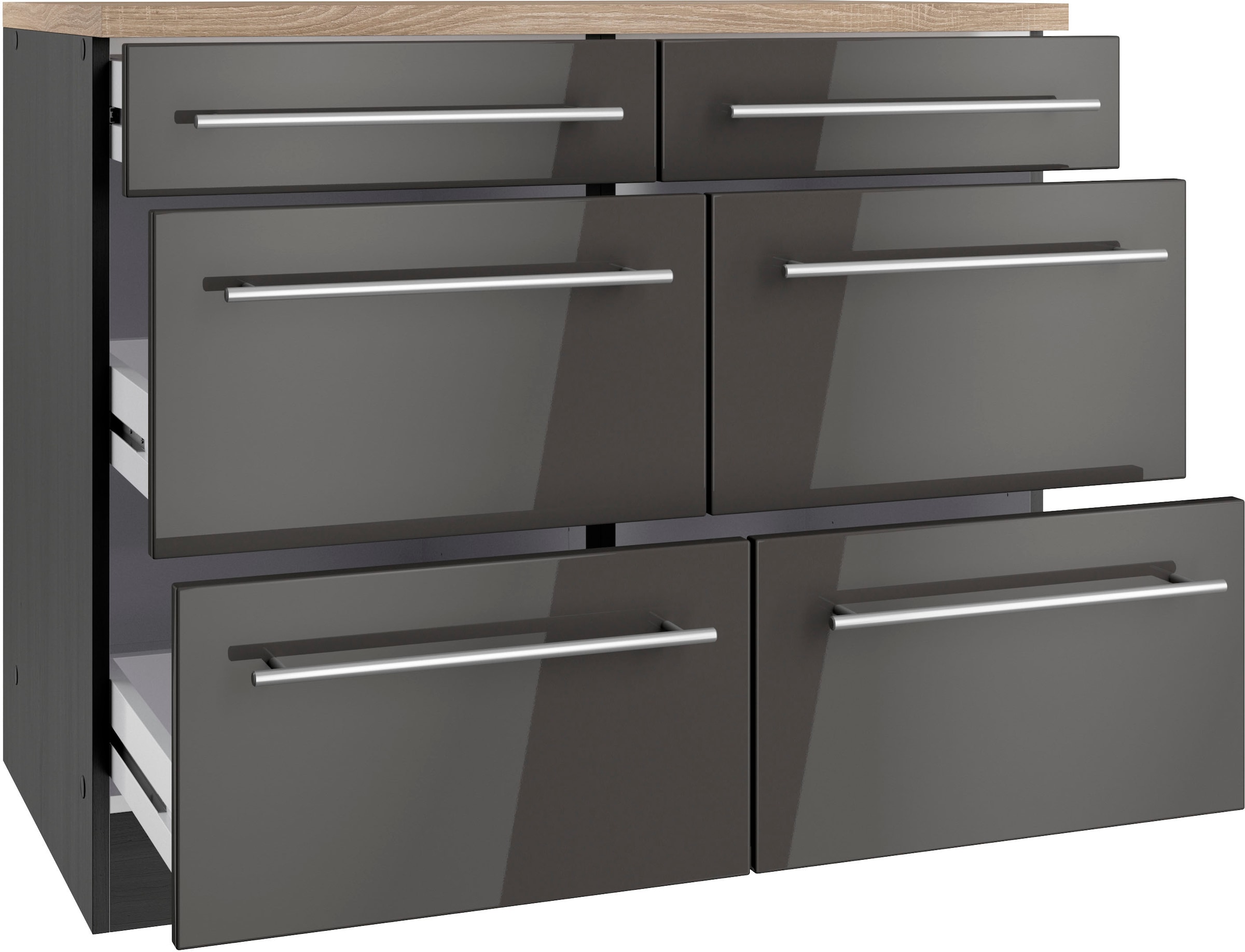 KOCHSTATION Unterschrank »KS-Wien« edel aussehende gestiftete Fronten