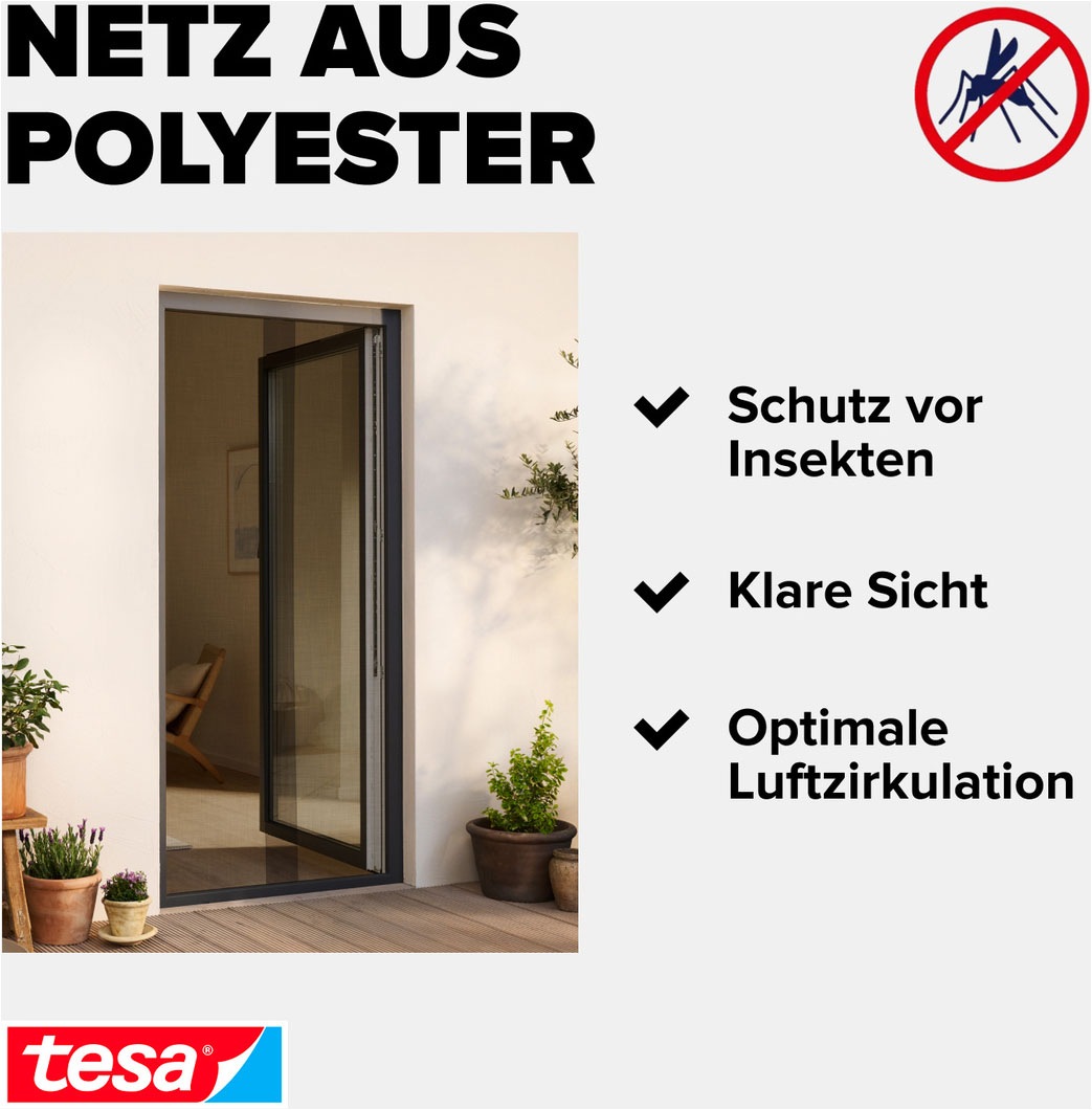 tesa Insektenschutz-Tür »Insect Stop Comfort Fliegengitter für Türen - 1,3 m : 2,5 m« Packung, Fliegennetz, Klettband, 1 Stk. tlg. Insektenschutzgitter Dachfenster - ohne Bohren - zuschneidbar