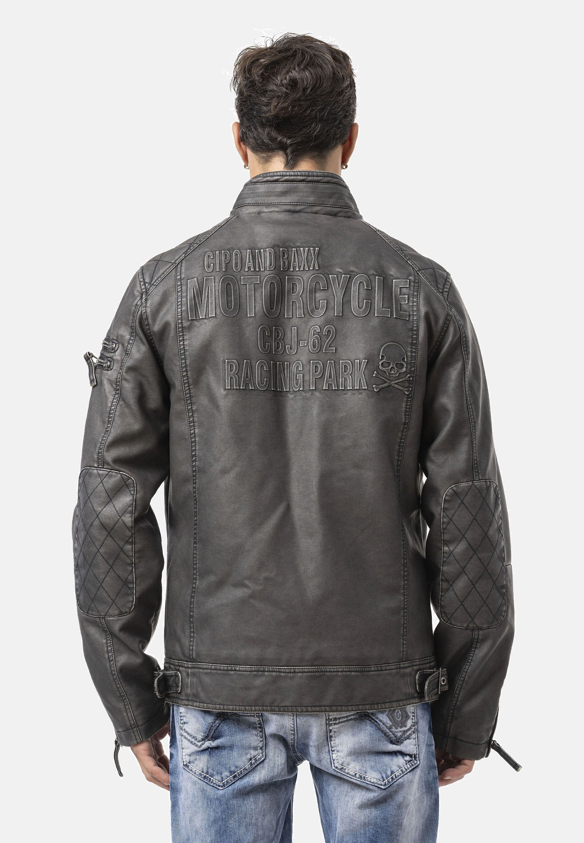 Cipo & Baxx Bikerjacke »Cipo & Baxx Winterjacke« ohne Kapuze im unifarbenen Look