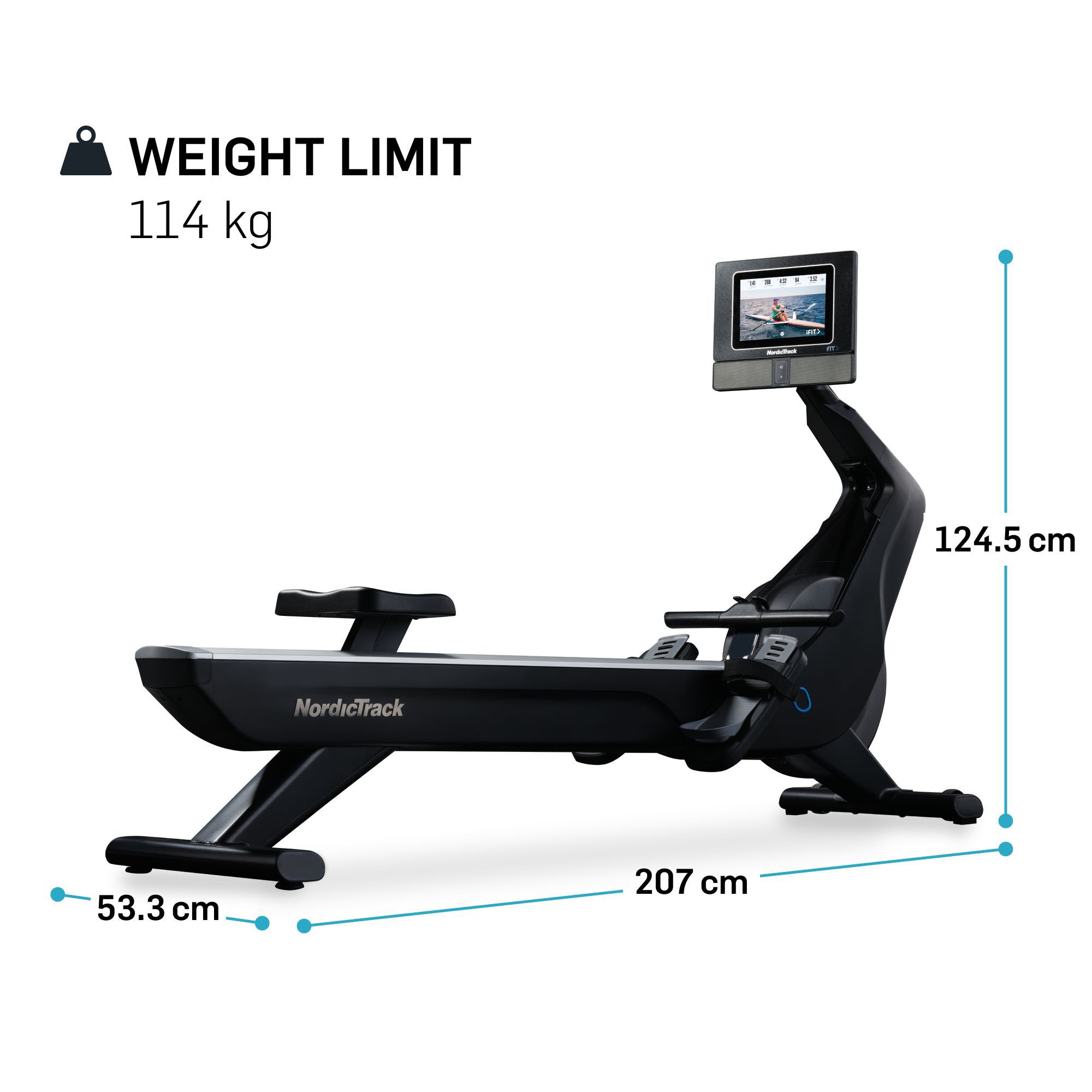 NordicTrack Rudergerät »NordicTrack RW700«, (iFIT-fähiger Rower mit schwenkbarem 10'' Touchscreen), Rudermaschine, 26 Widerstandsstufen, Magnetbremssystem