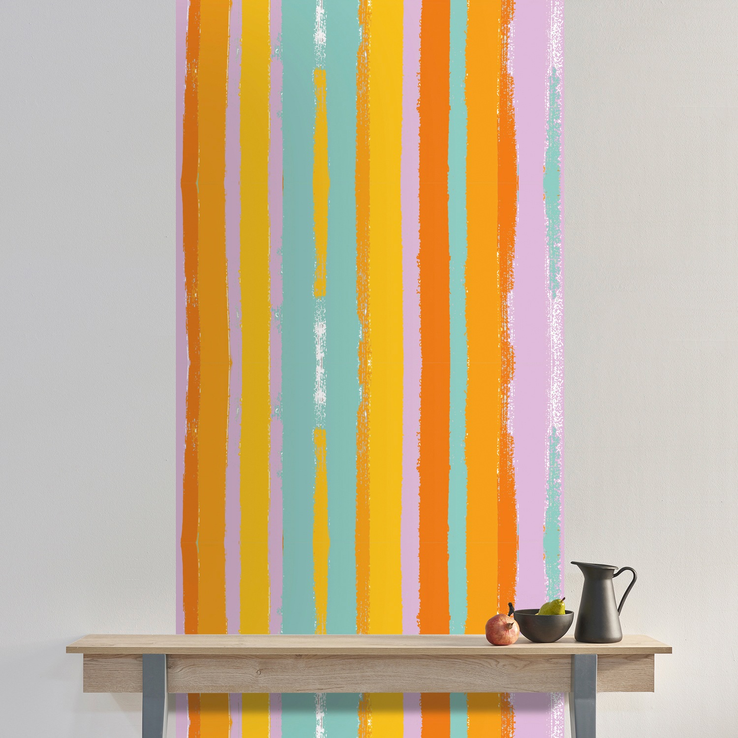 queence Vinyltapete »Streifen-Bunt« Streifen glatt 90x250cm, selbstklebend, kinderleichte Anbringung, , Sticker