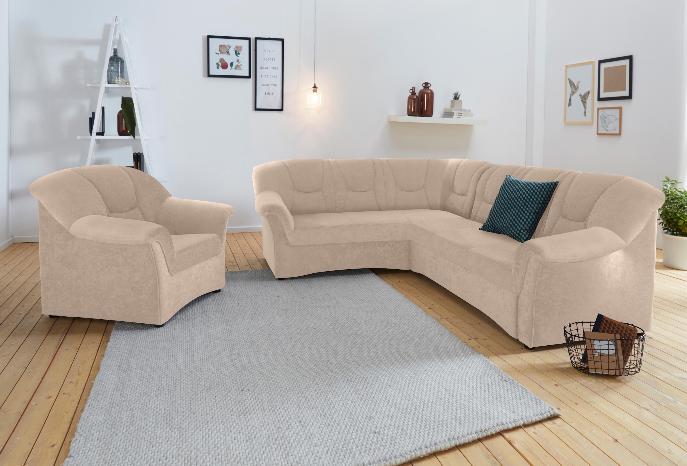 DOMO collection Ecksofa »Sarafina zeitlos und komfortabel, optional mit Federkern, L-Form« wahlweise mit Bettfunktion