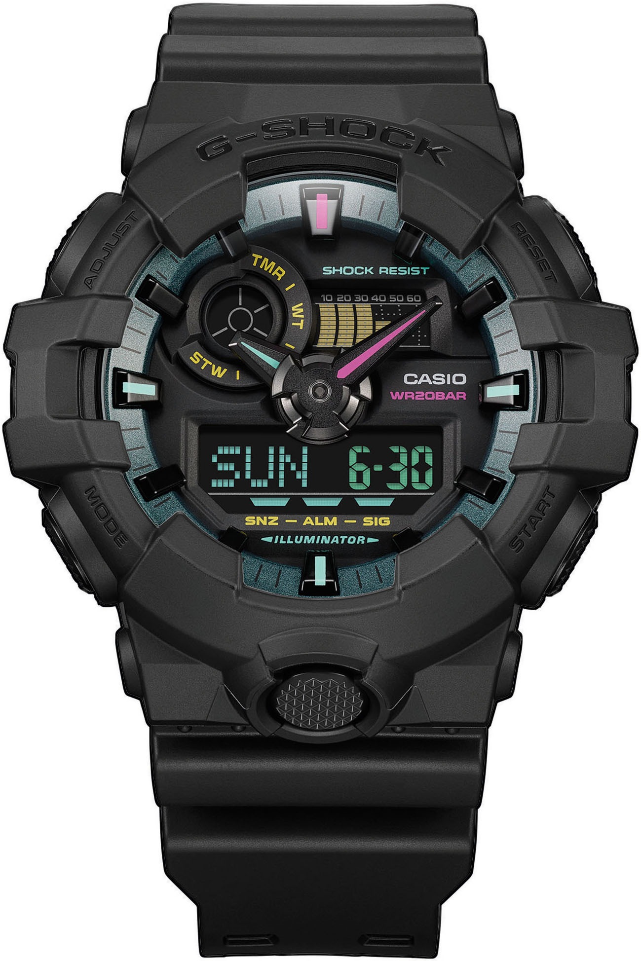 CASIO G-SHOCK Chronograph, Quarzuhr,Armbanduhr, Herrenuhr,digital,bis 20bar wasserd. Resinarmband