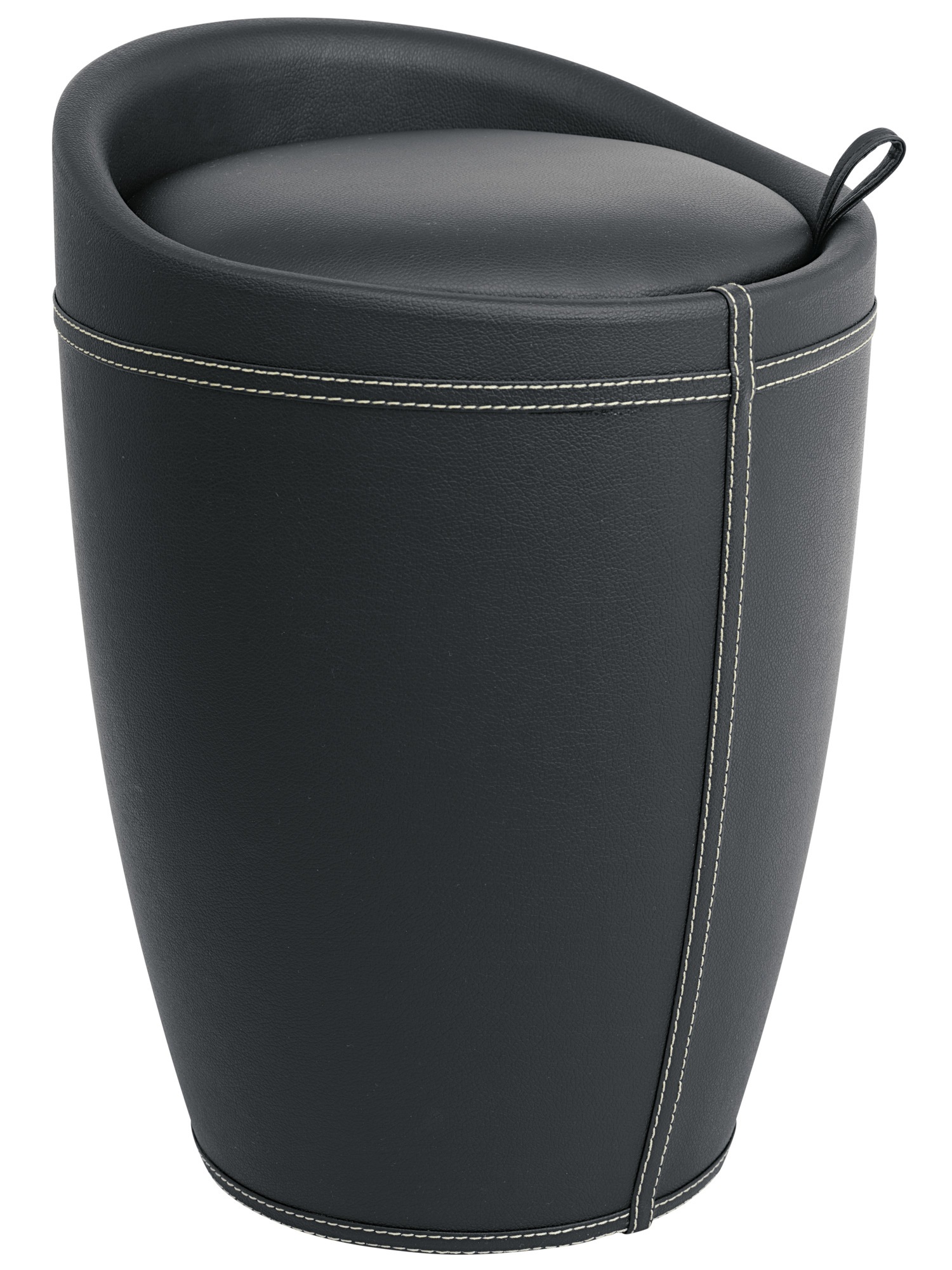 Hocker Candy Leder mit integriertem Wäschesammler