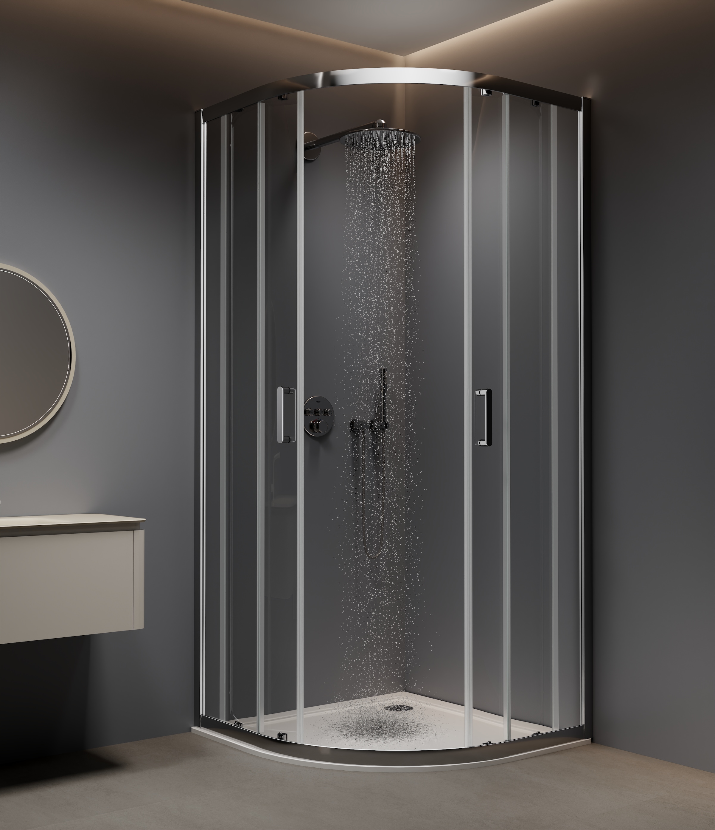 welltime Runddusche »New Trento« Extrahohe 195cm, mite verbessertem Rollensystem