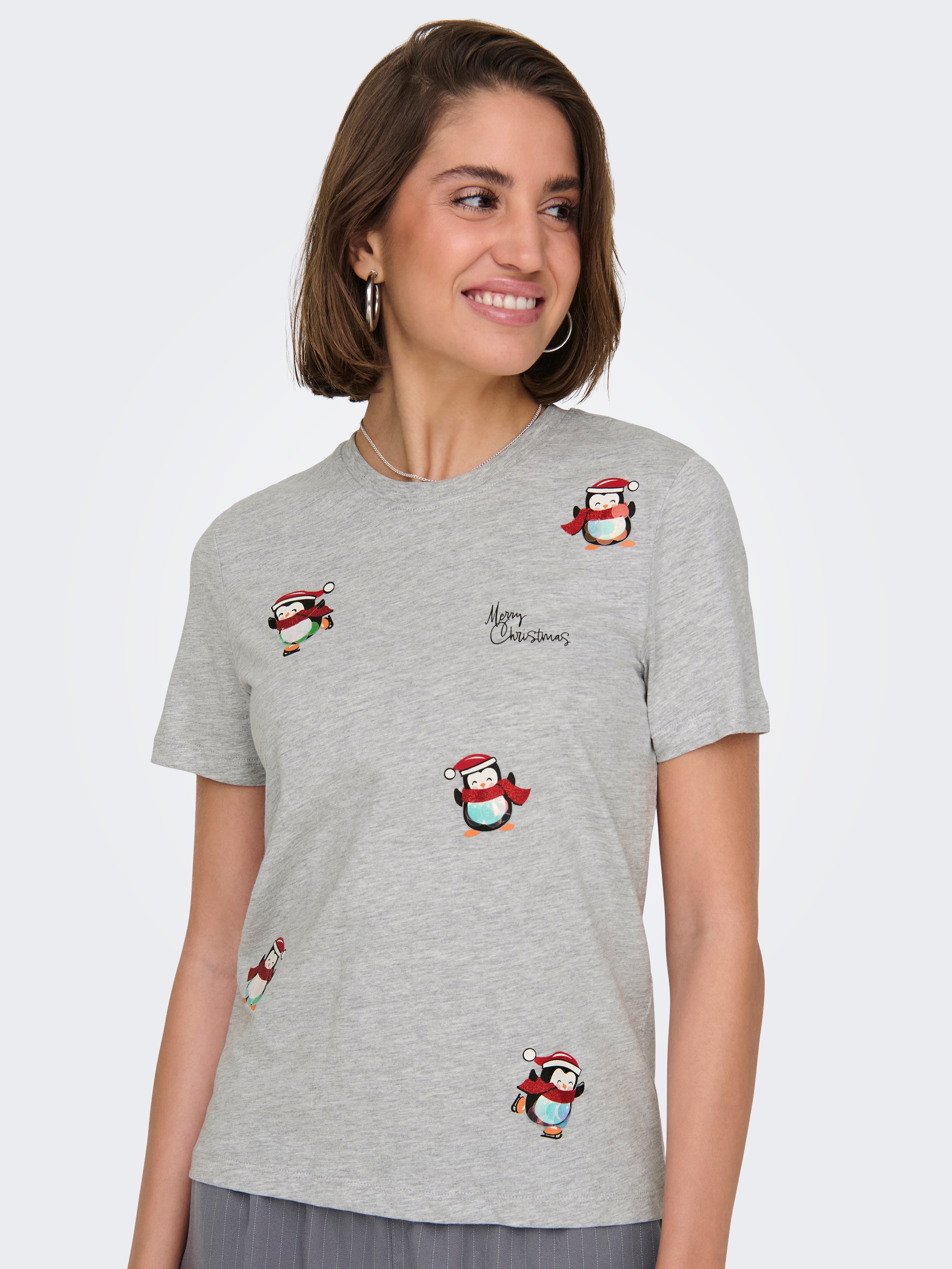 ONLY Kurzarmshirt »ONLKITA LIFE REG S/S TOP BOX XMAS JRS«