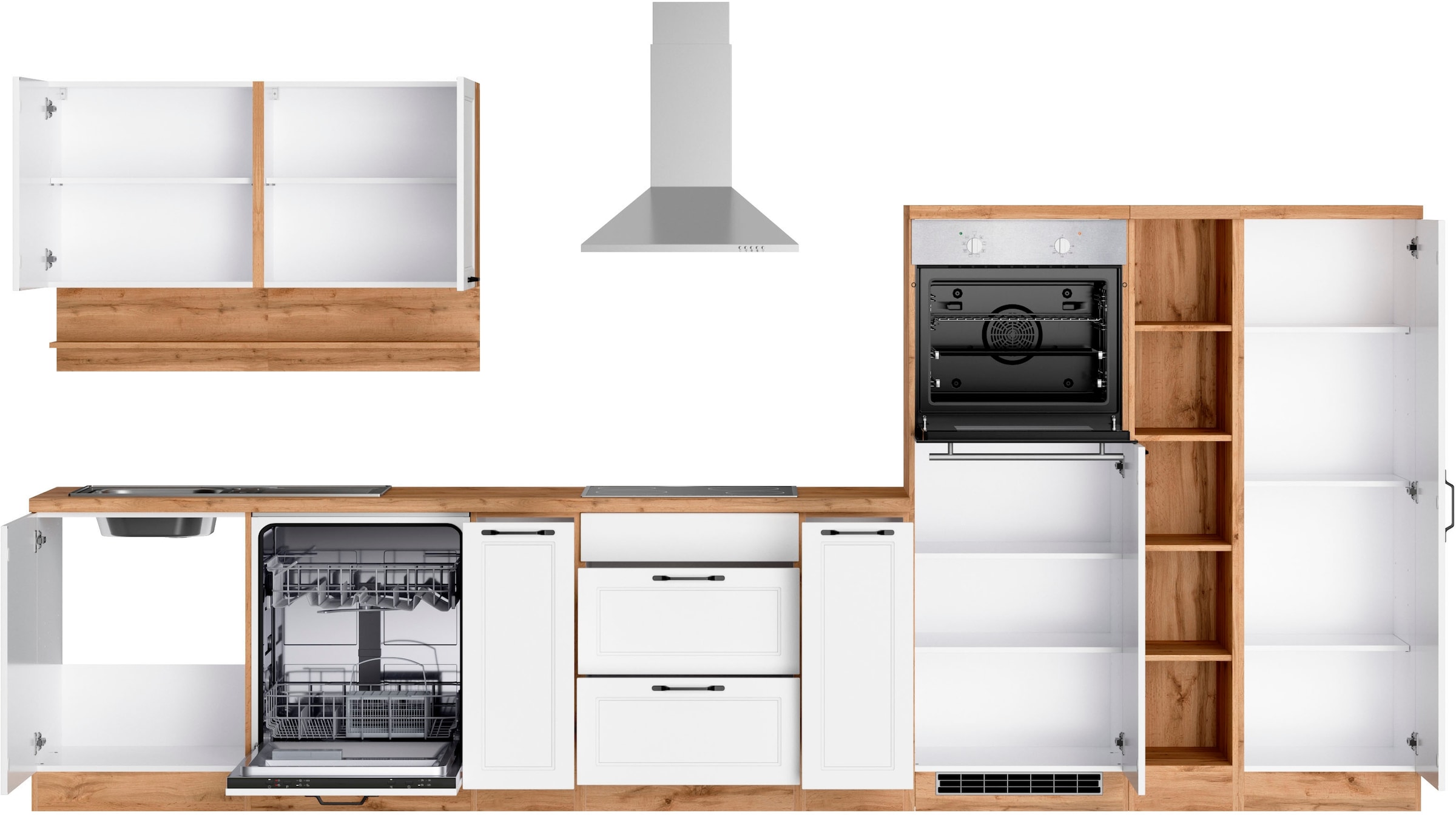 KOCHSTATION Küchenzeile »KS-Lana« 380 cm breit, wahlweise mit oder ohne E-Geräte