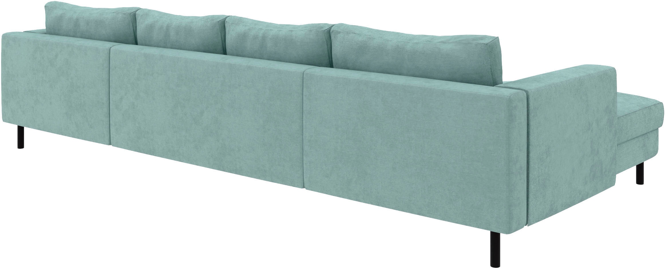 TRENDMANUFAKTUR Wohnlandschaft »Amazing II, wahlw. mit Schlaffunktion & Bettkasten, Fuß schwarz« Sofa in U-Form, in Cord, Struktur LEO o. Struktur LINO, Breite 305 cm