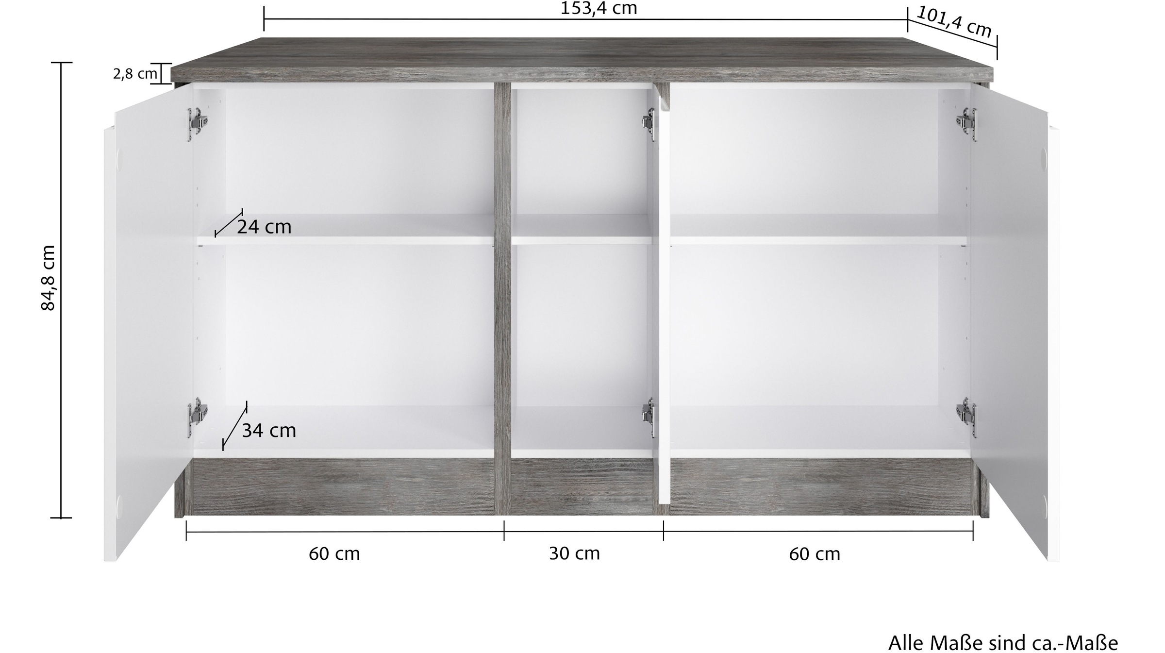 KOCHSTATION Kücheninsel »KS-Virginia«, Breite 153 cm, MDF-Fronten, Flaschenregal