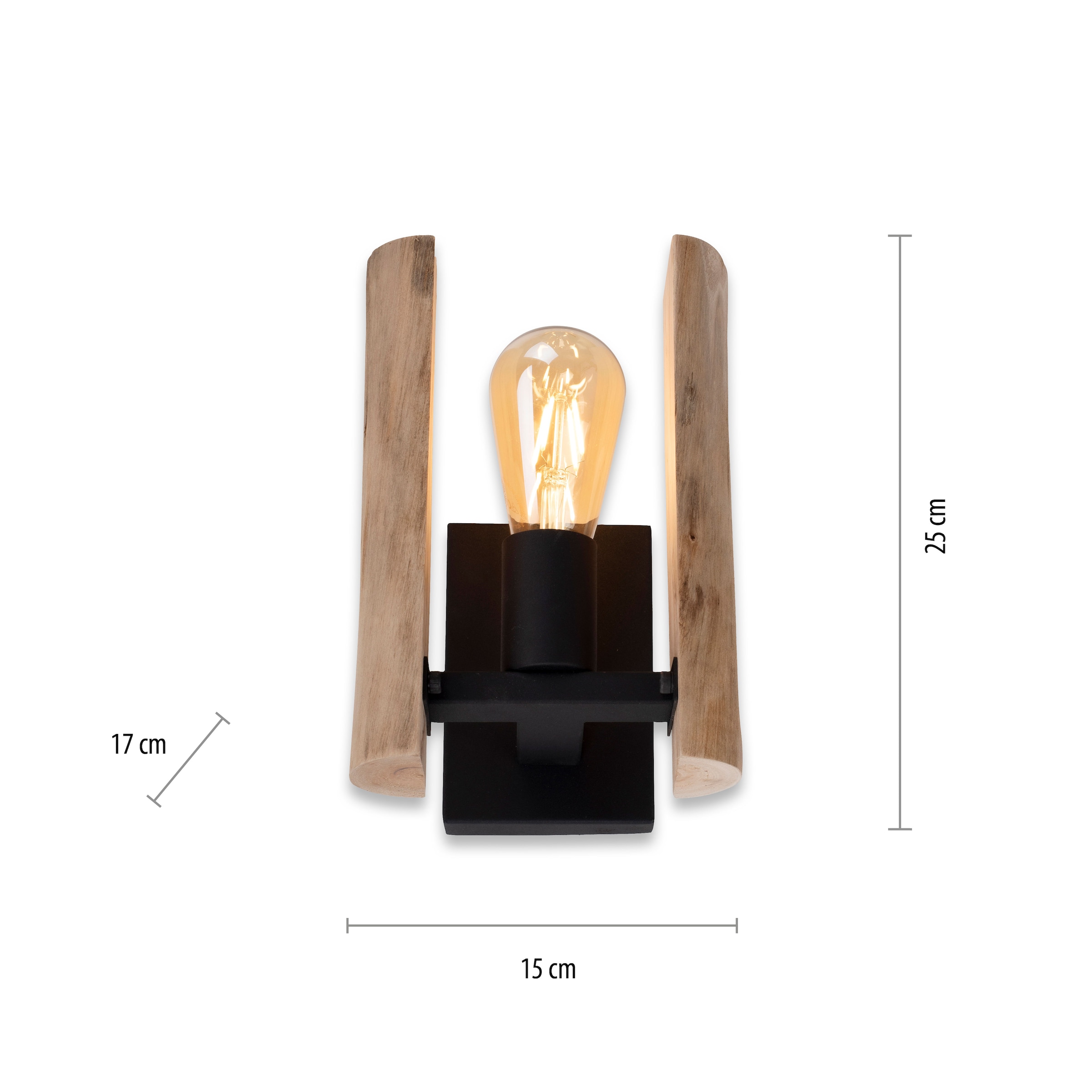 JUST LIGHT Wandleuchte »LOG«, 1 flammig, Leuchtmittel E27 | ohne Leuchtmittel, ExklusiveE27