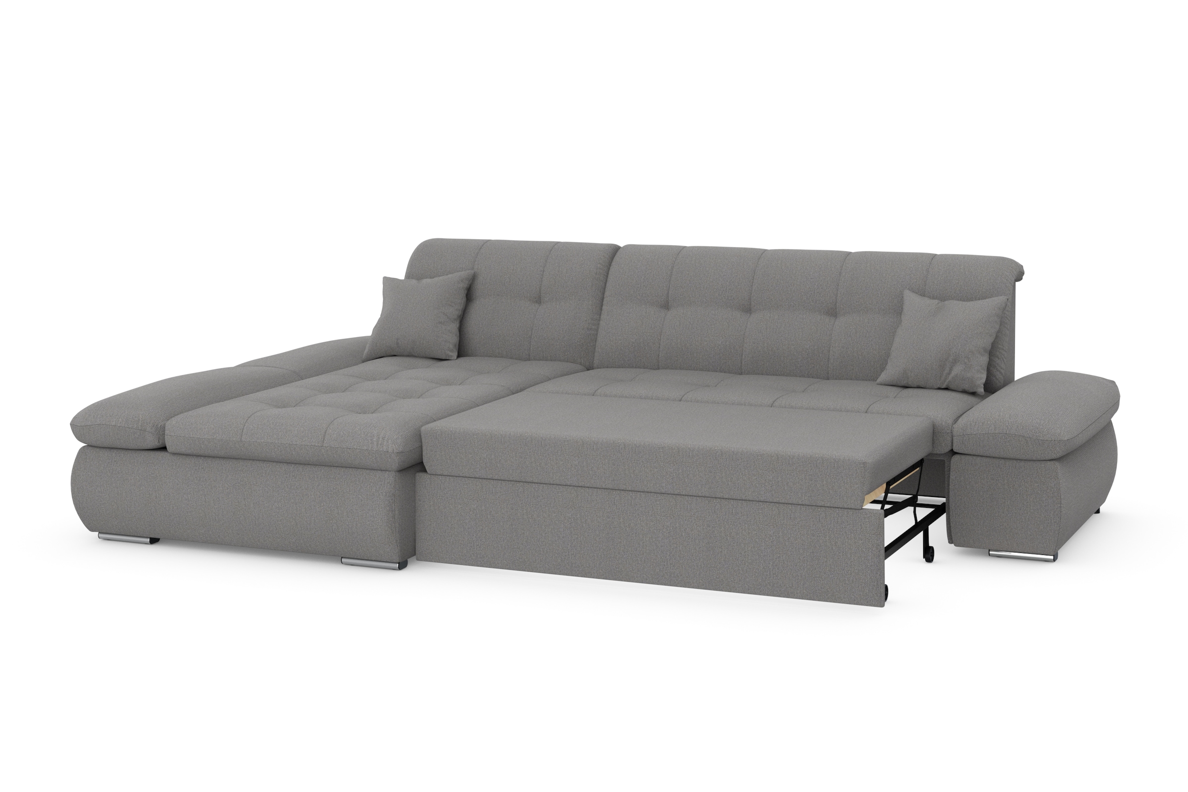 DOMO collection Ecksofa »Moric, L-Form, XXL-Sofa - Breite 300cm«, wahlweise mit Bettfunktion und Armteilverstellung, dunkelgrau