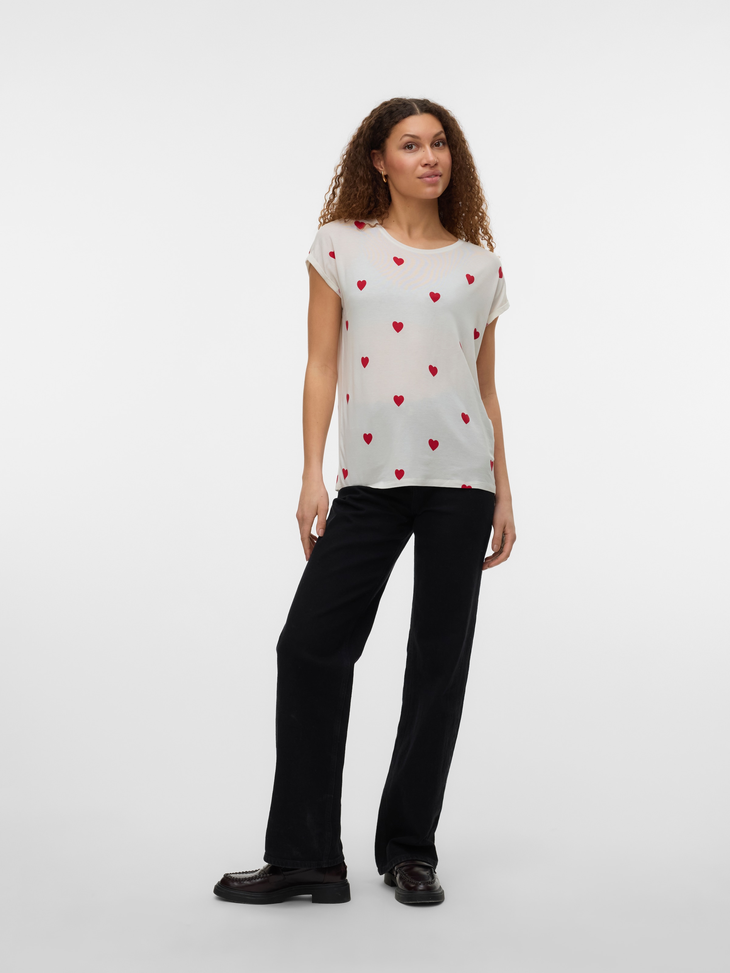 Vero Moda Kurzarmshirt »VMAVA SS TOP MULTI AOP NOOS« Materialmix, regular fit