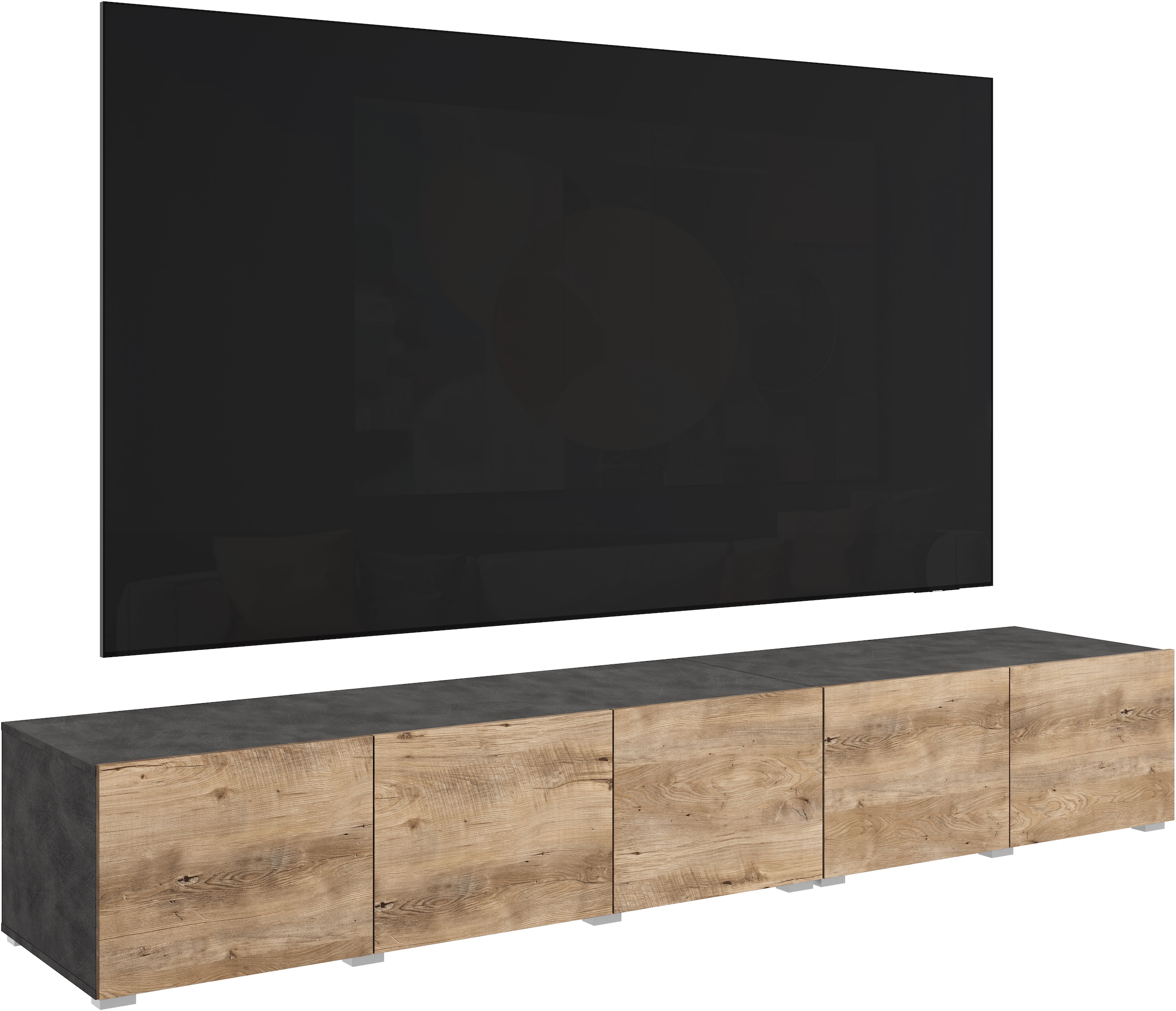 OTTO home Lowboard »Denver 250 cm für bis zu 98-Zoll TVs - Weltmeisterschaft im XXL Format« Wahlweise mit oder ohne offenes Fach in der Mitte