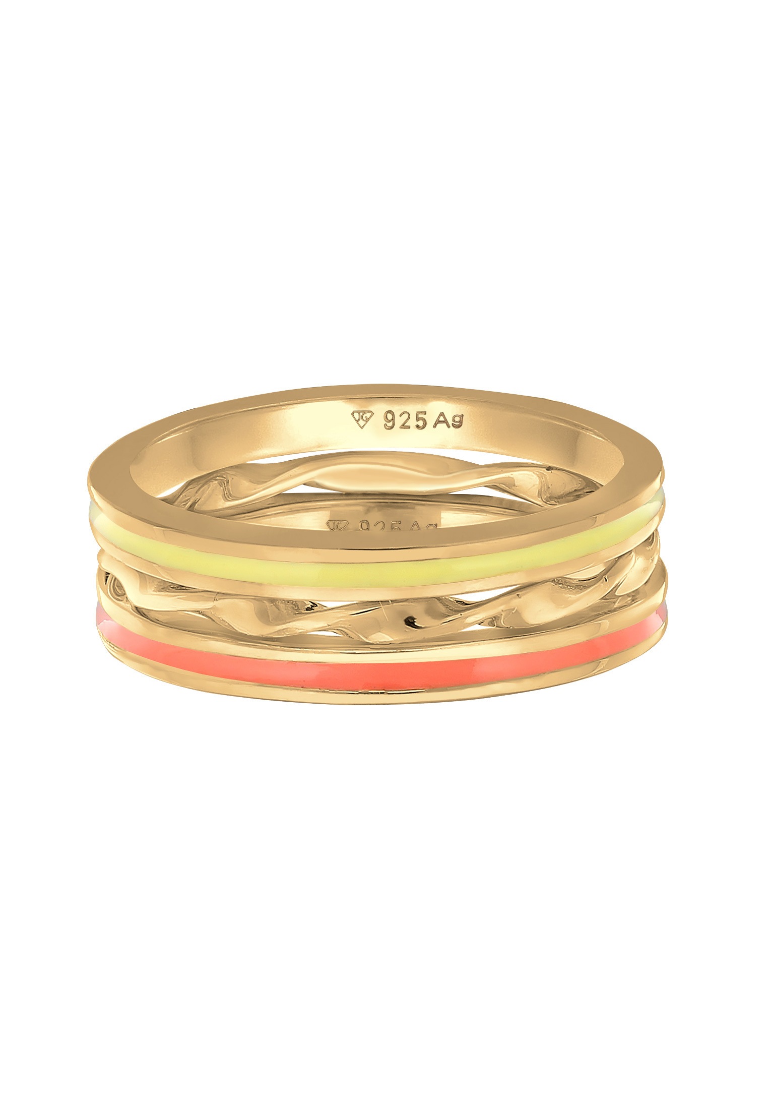 Elli Ring-Set »Ring Emaille Gedreht BasicTrio 3er Set 925 Silber«