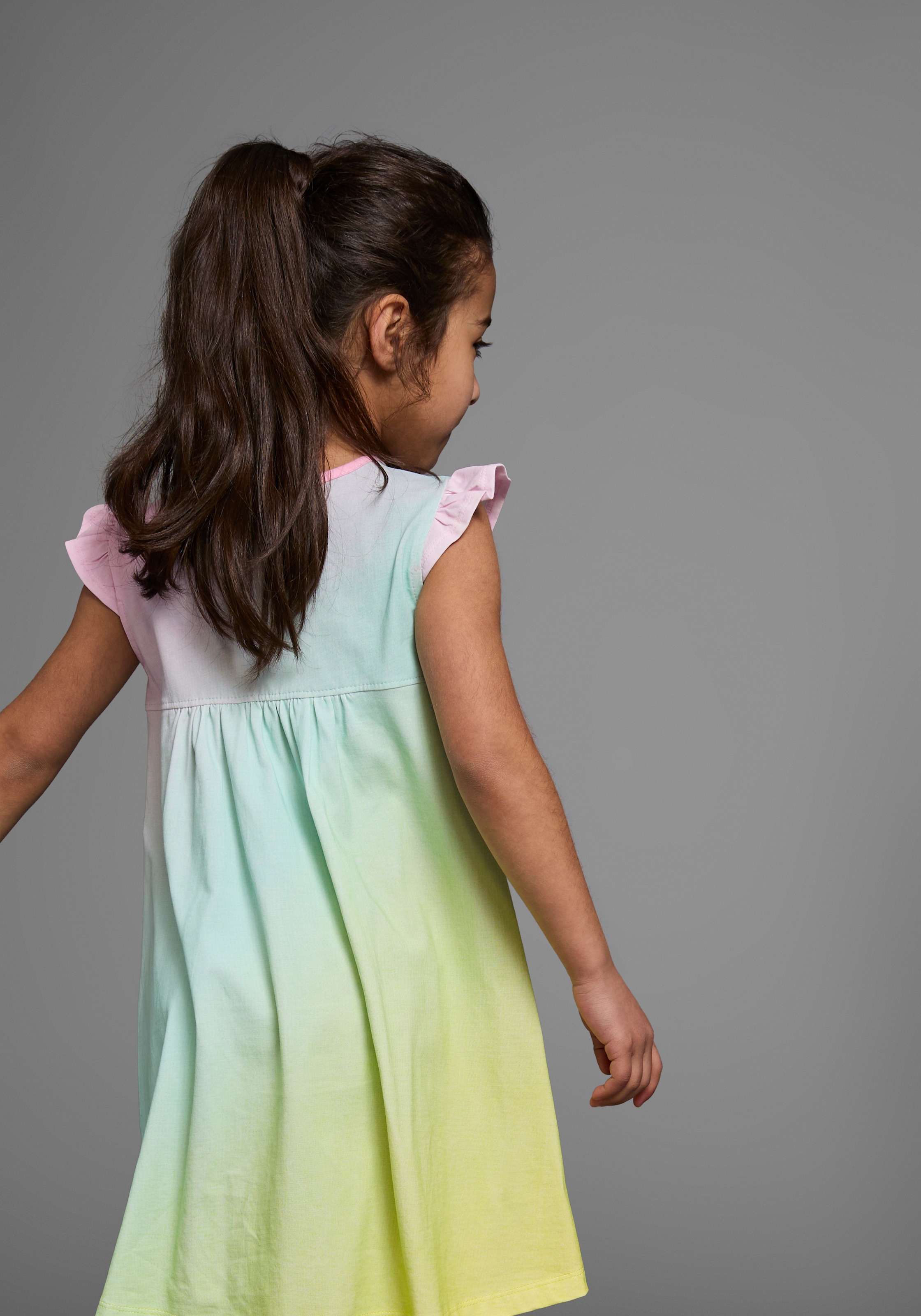KIDSWORLD Jerseykleid »in Regenbogenfarben«, kniefreie Länge, weit ausgestellter Schnitt, aus Baumwolle