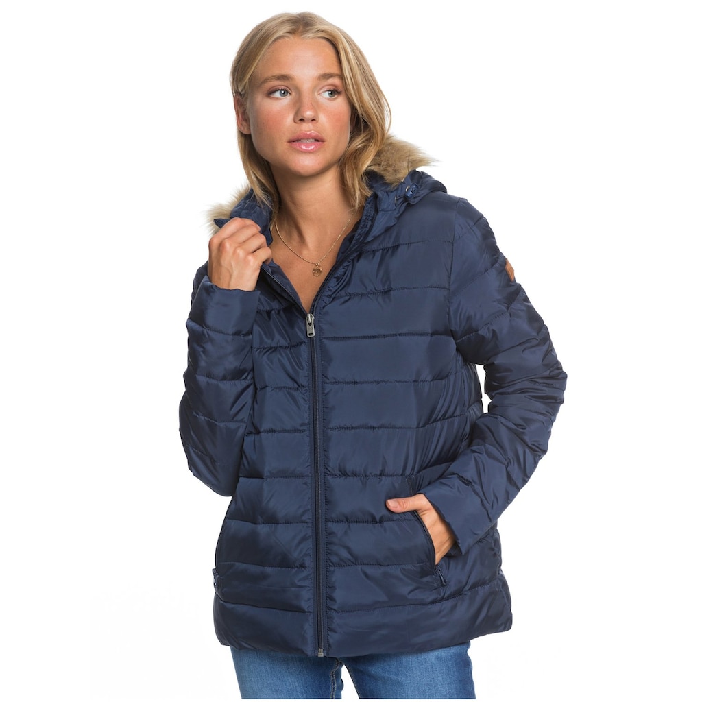 Roxy Daunenjacke »Rock Peak Fur«, mit Kapuze