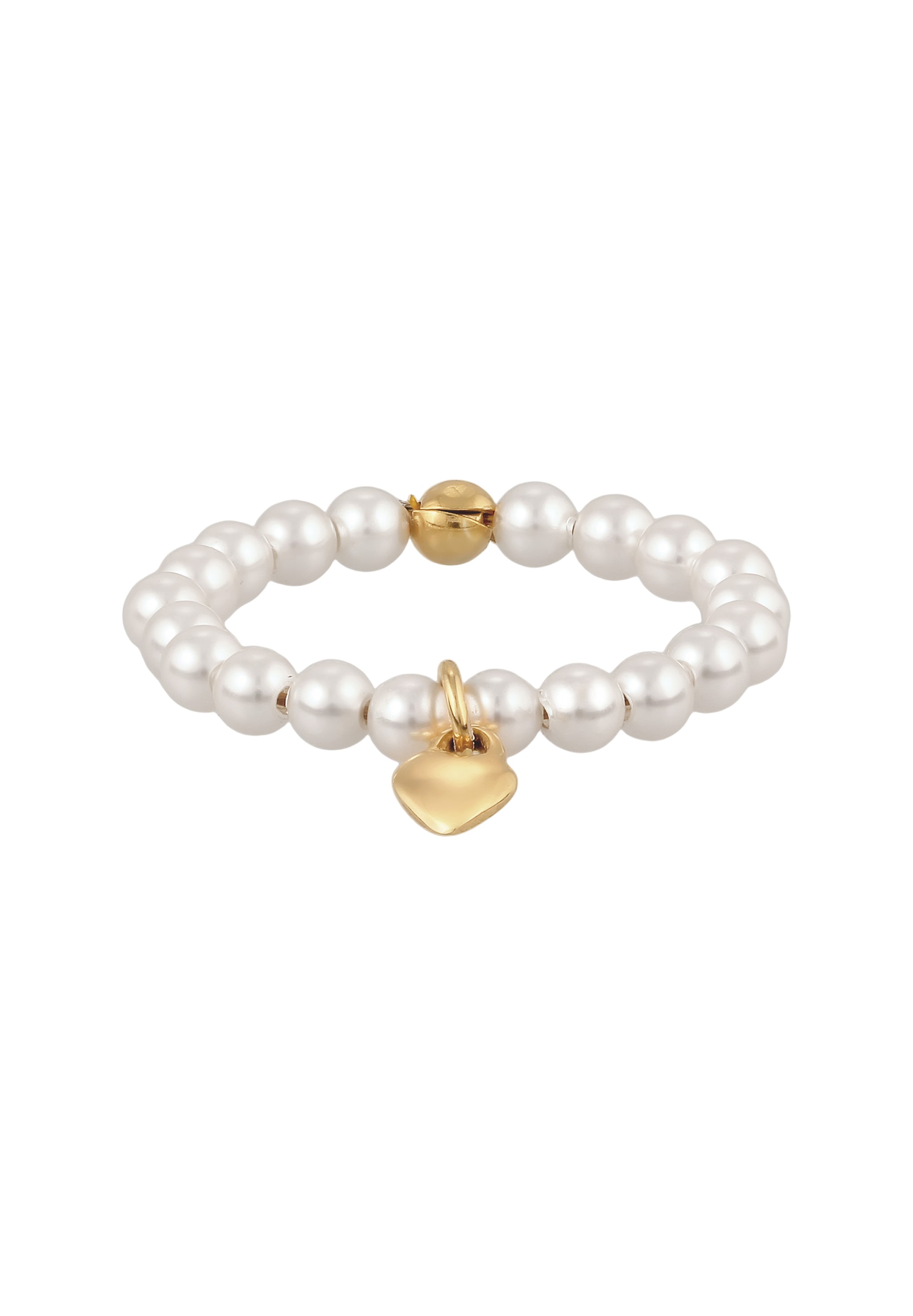 Elli Perlenring »Ring Herz mit Perlen von Swarovski® Weiß 925 Sterling Silber vergoldet«