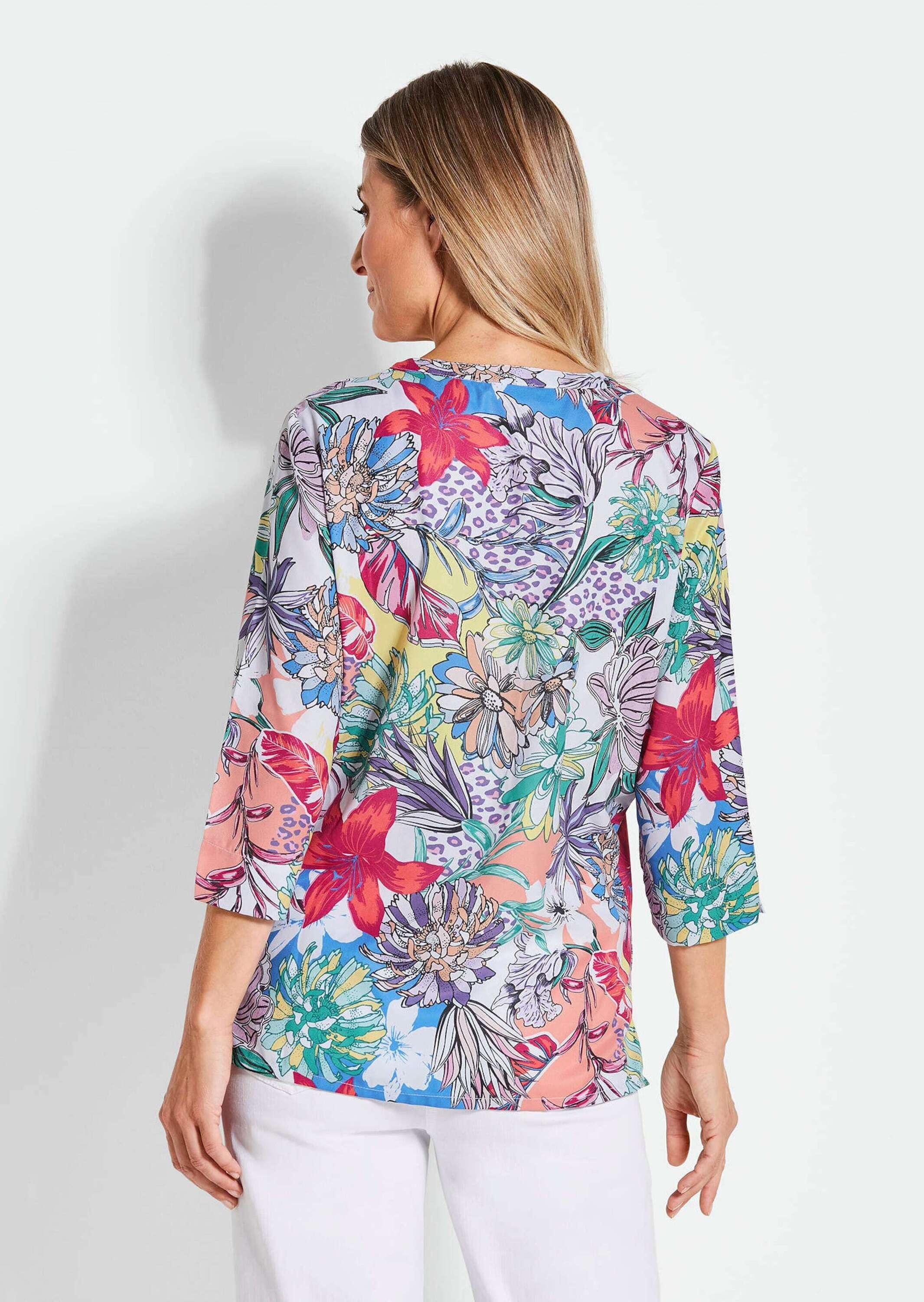 GOLDNER Druckbluse »Farbbrillante Druckbluse mit liebevollen Details«