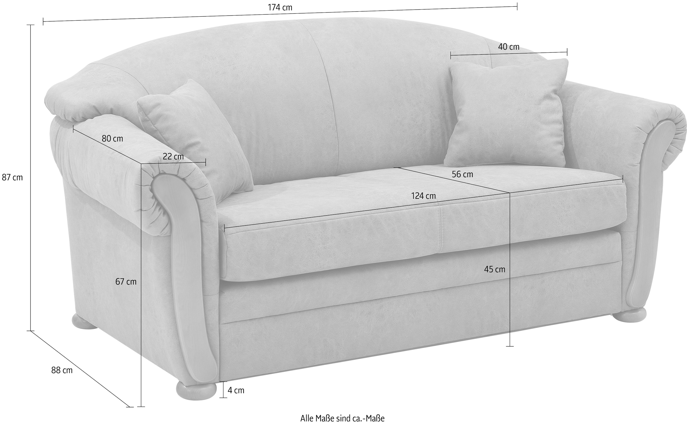 Home affaire Schlafsofa »Milano« Hoher Sitzkomfort mit Schlaffunktion und Bettkasten, incl. Zierkissen