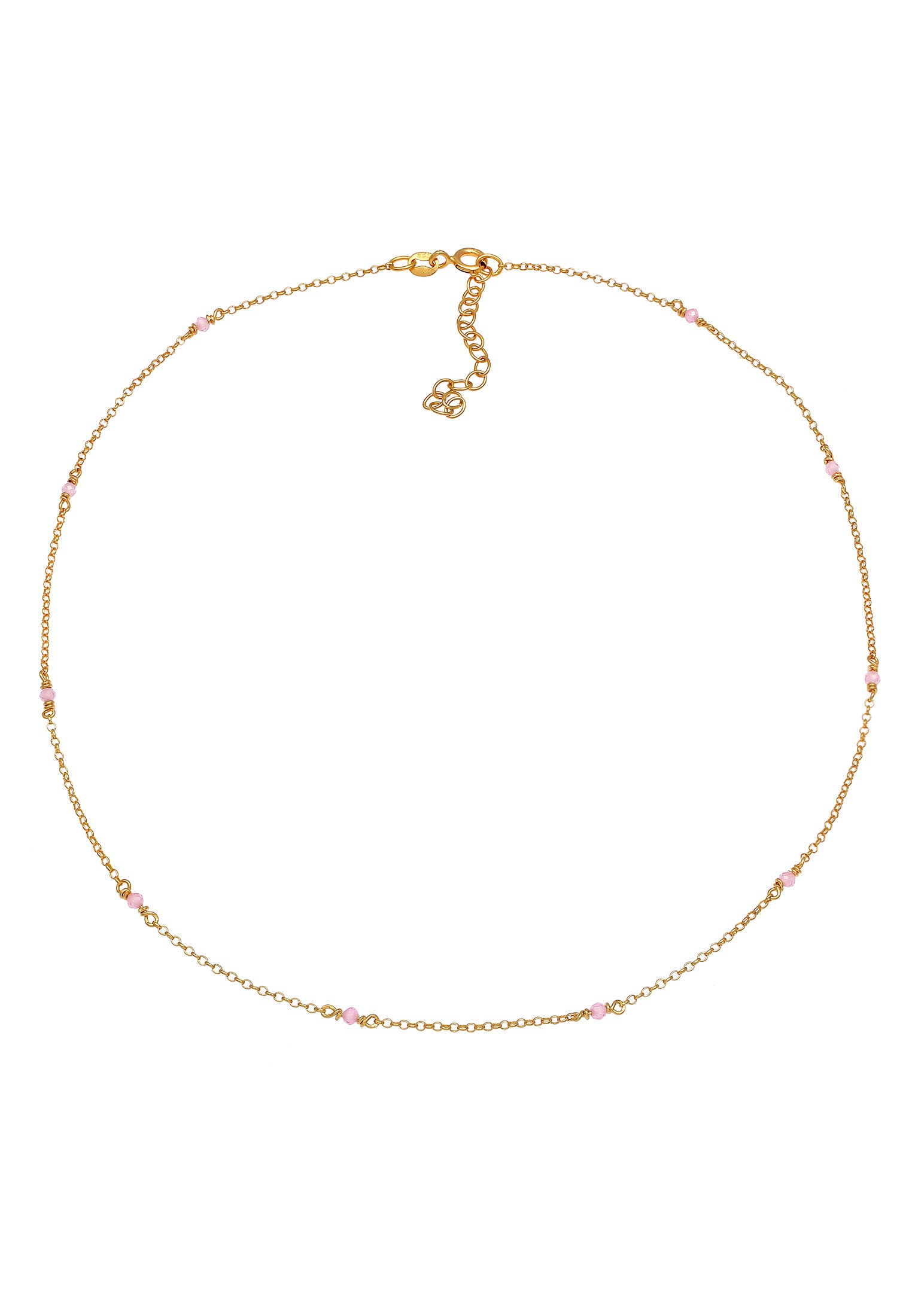 Elli Choker »Halskette Choker Rosa Quarz Kugeln Perlen 925 Silber«