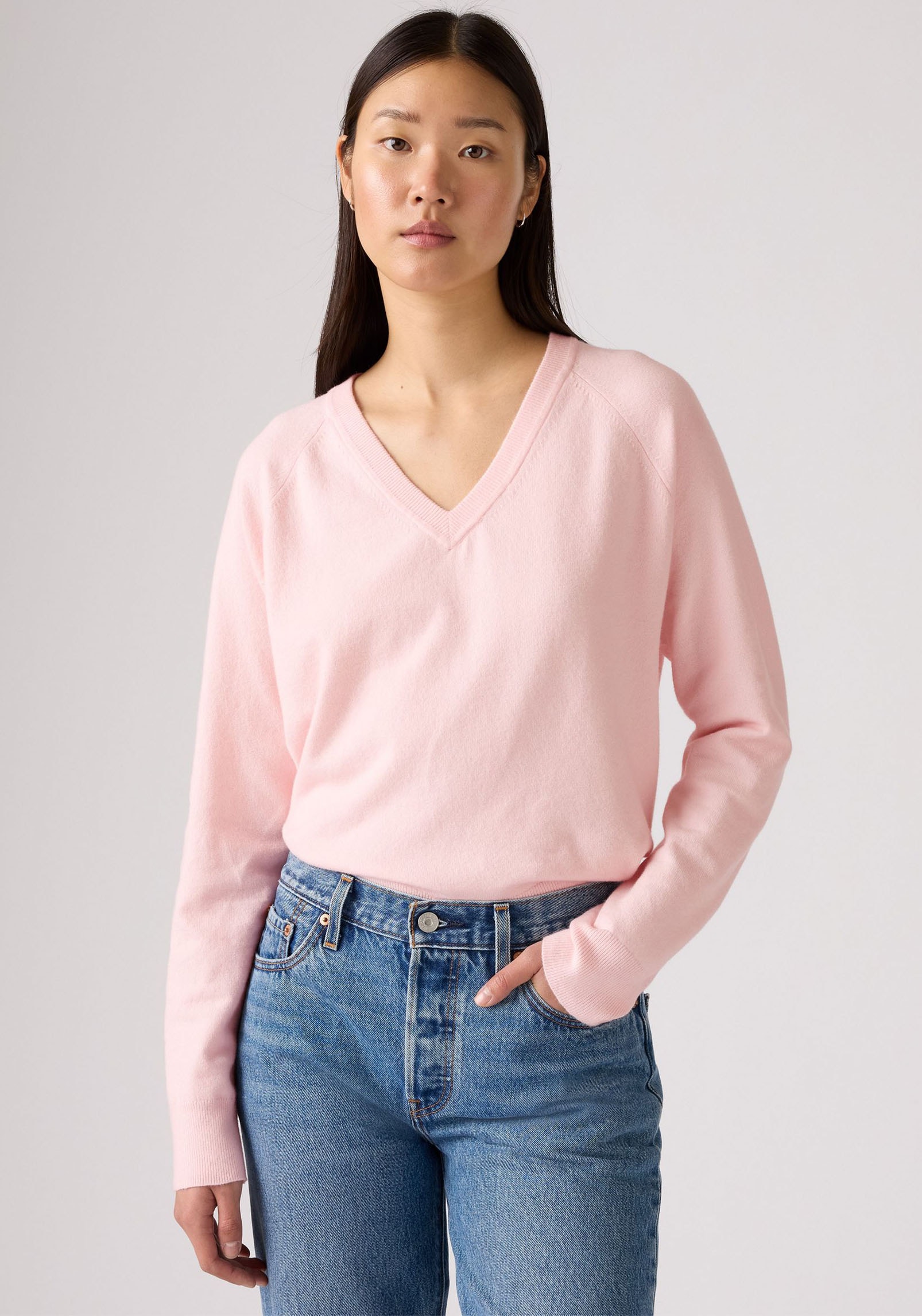 Levi's® V-Ausschnitt-Pullover »SUPER SOFT VNECK PULLOVER« im Bund beidseitig mit kurzem Schlitz
