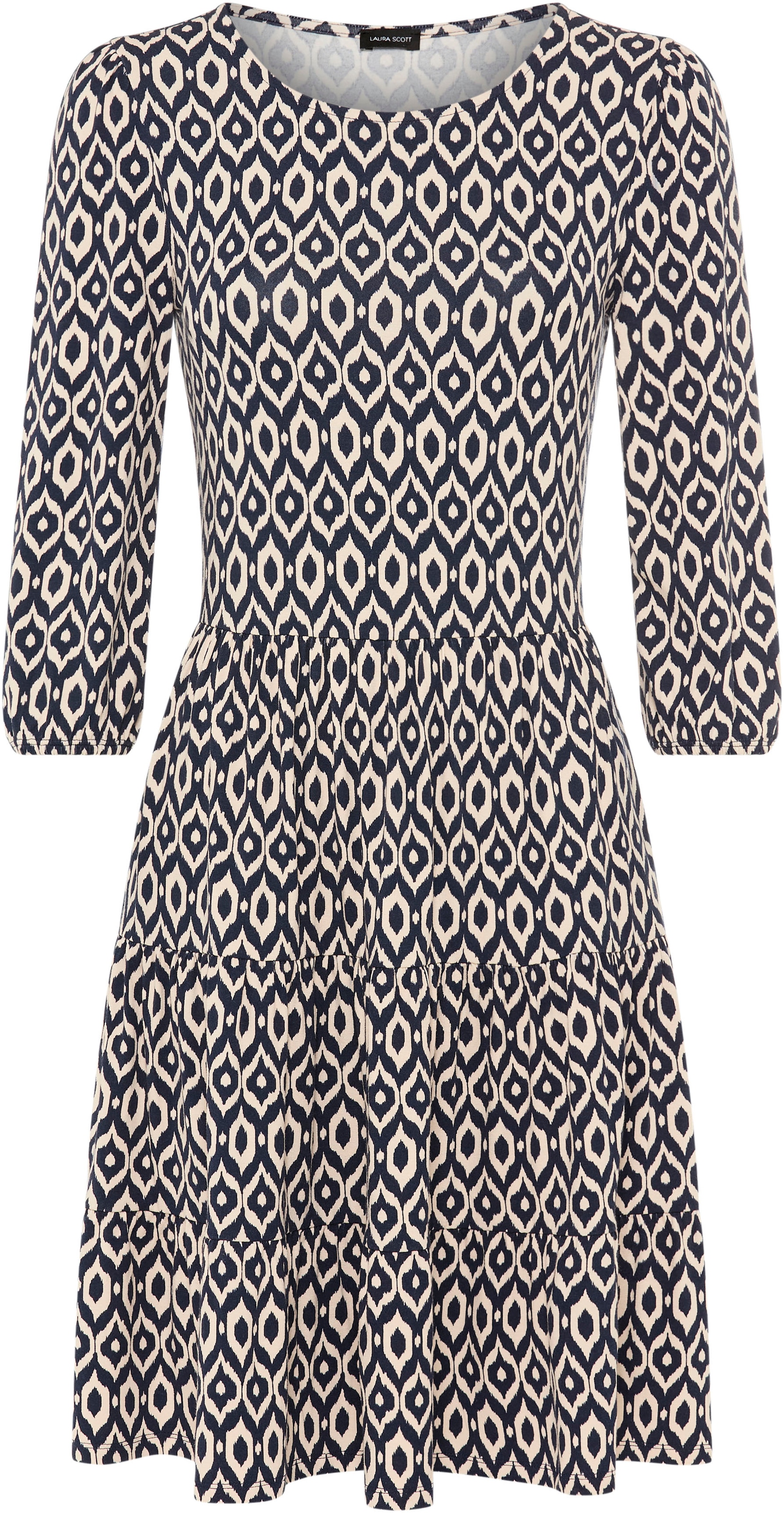 Laura Scott Jerseykleid femininer Stil, taillierte Passform, mit Volant am Kleidersaum