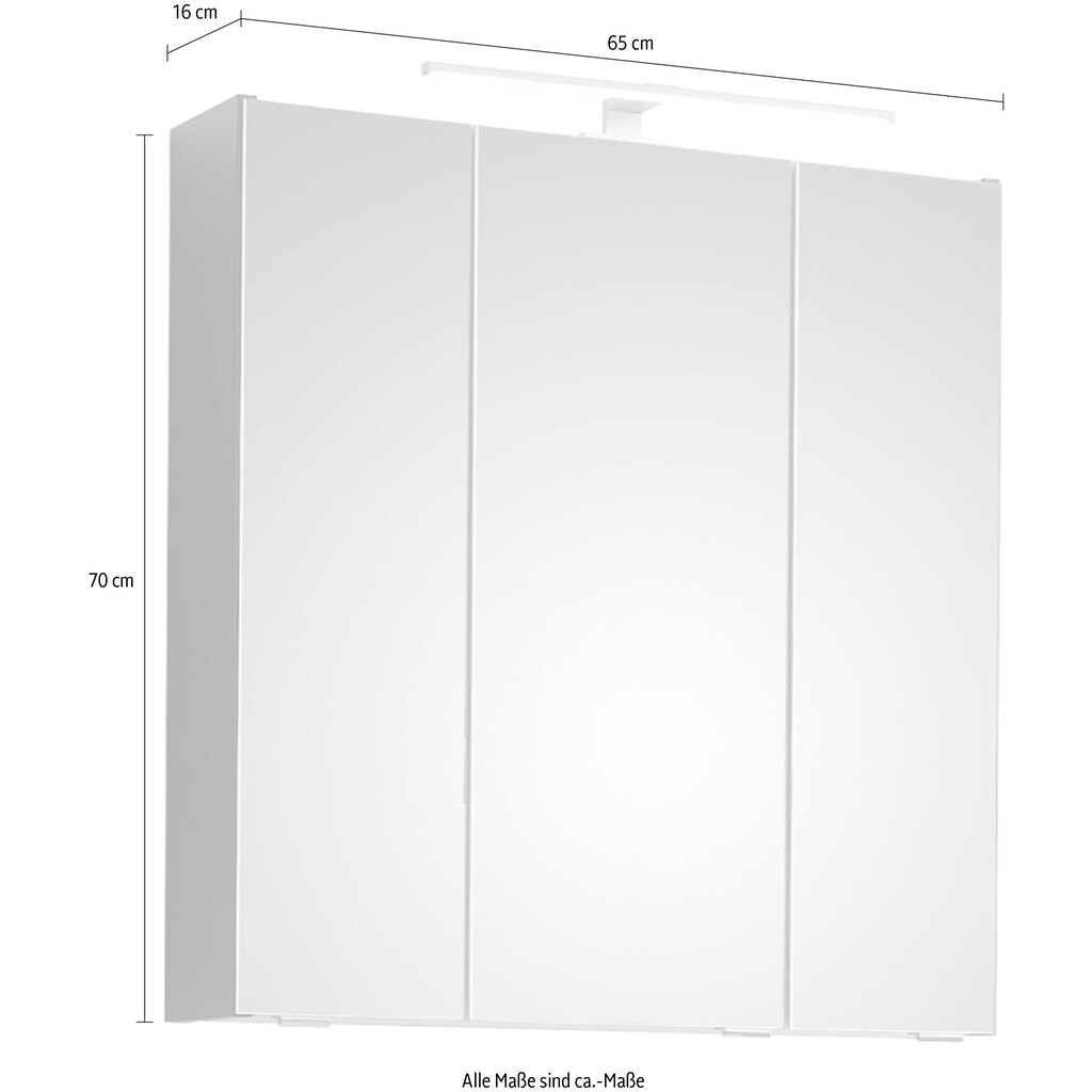 Saphir Spiegelschrank »Quickset 357 Badschrank, 3 Spiegeltüren, 6 Einlegeböden, 65 cm breit«