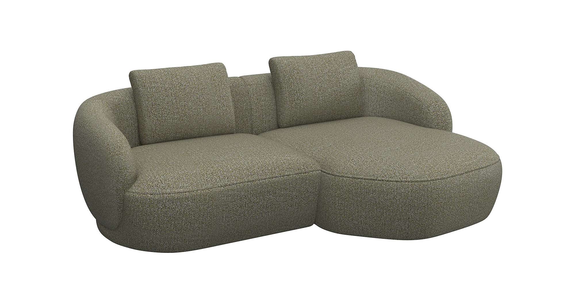 FLEXLUX Wohnlandschaft »Torino, rund, L-Form, Sofa-Ecke mit Recamiere, Longchair-Sofa«, Modernes, organisches Sofa-Design, Kaltschaum, Wellenunterfederung