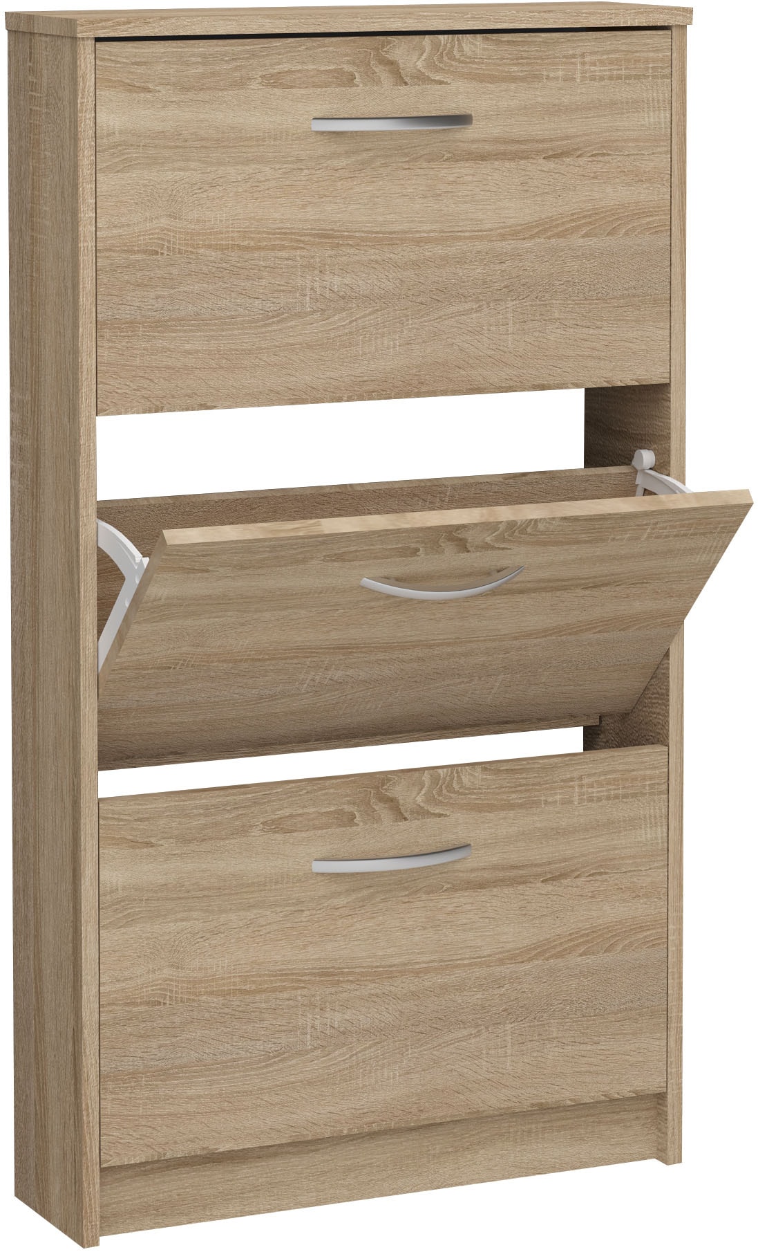FMD Schuhschrank »Step 3«, Breite 58,5 cm, Tief 17 cm, mit 3 Klappen, Schuhkipper