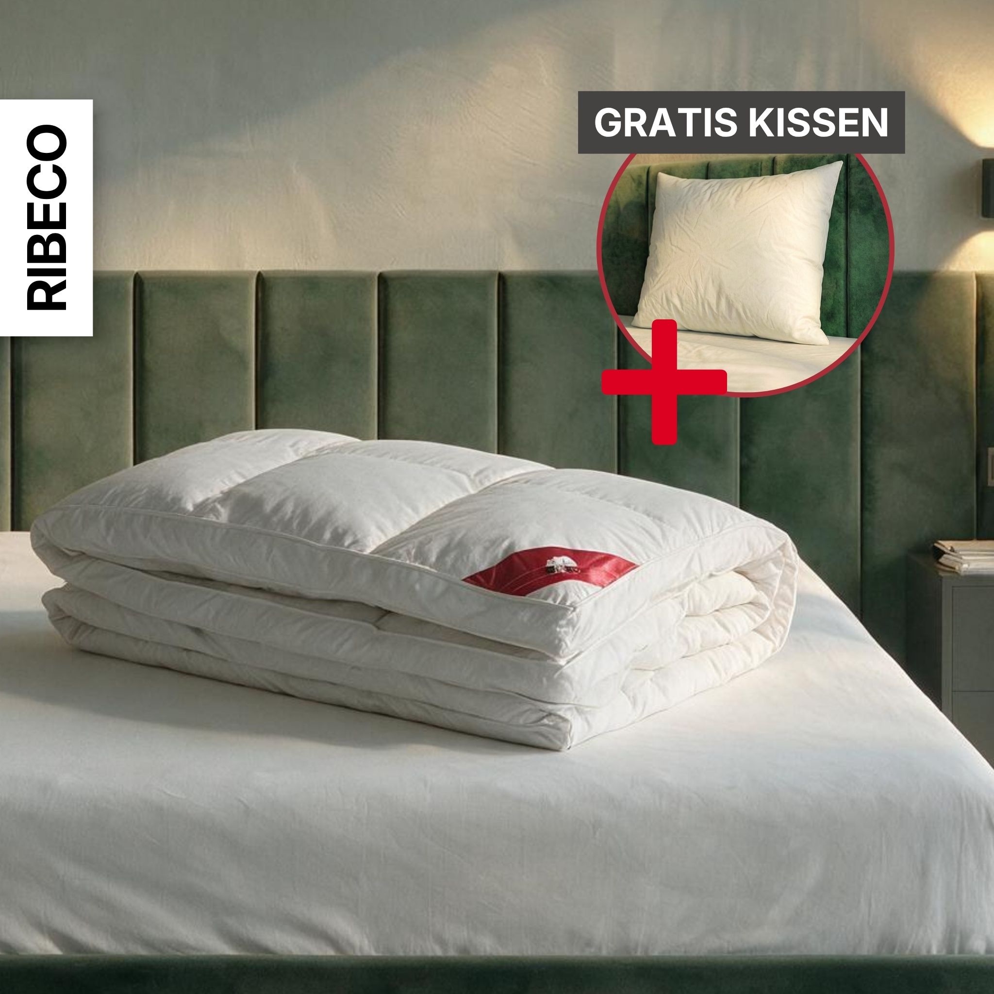 RIBECO Federbettdecke »Bettdecke extra prall in 135x200 und 155x220cm Topseller,« extrawarm Füllung 100% Federn 1 Stk. tlg. Bettdecke, extra warm, Made in Germany, mit gratis 80x80 cm Kissen