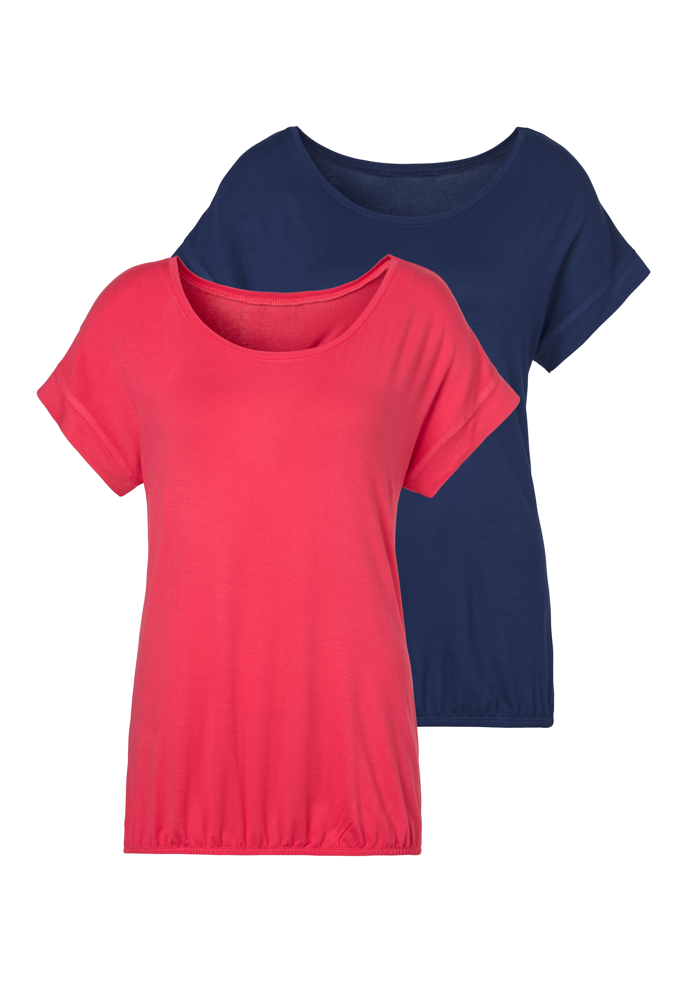 Vivance T-Shirt, (2er-Pack), mit elastischem OTTO Shop Saumabschluss im Online kaufen