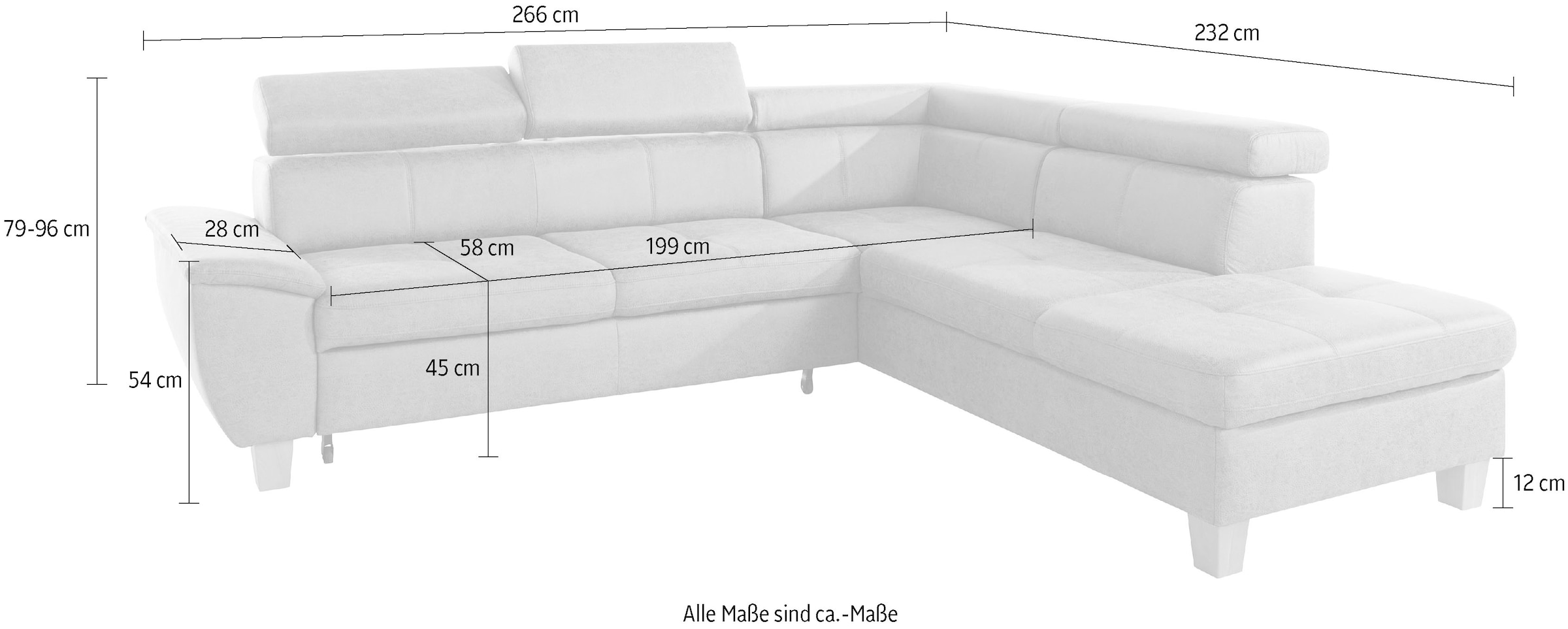 exxpo - sofa fashion Ecksofa »Enya, L-Form«, mit Kopfteilverstellung, wahlweise Bettfunktion u. Bettkasten