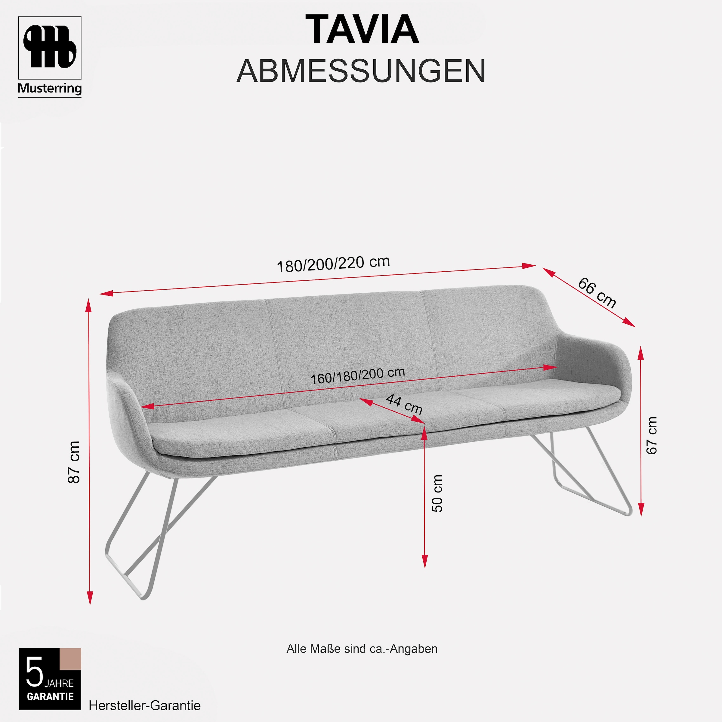 Musterring Essbank »Tavia« Schlittengestell in drei Ausführungen, Breite 180, 200 oder 220 cm