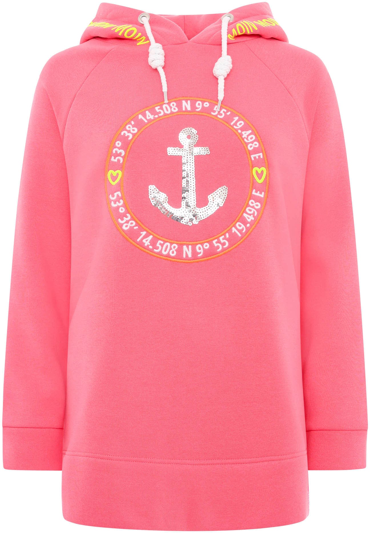 Zwillingsherz Hoodie »"Strandglück Paillette"«, mit Anker-Motiv und "Moin"- Schriftzug