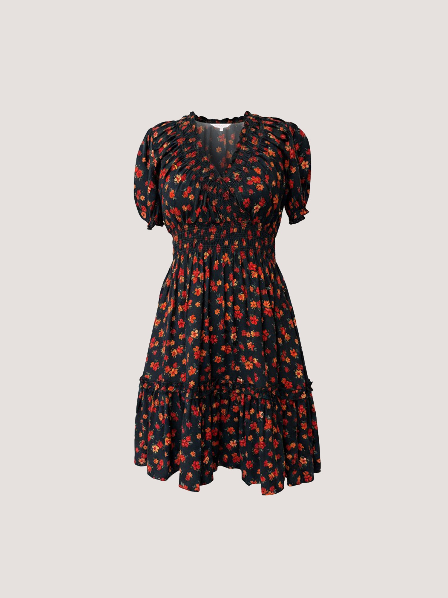 Apricot Minikleid »Minikleid mit Blumenprint« mit Smokarbeit