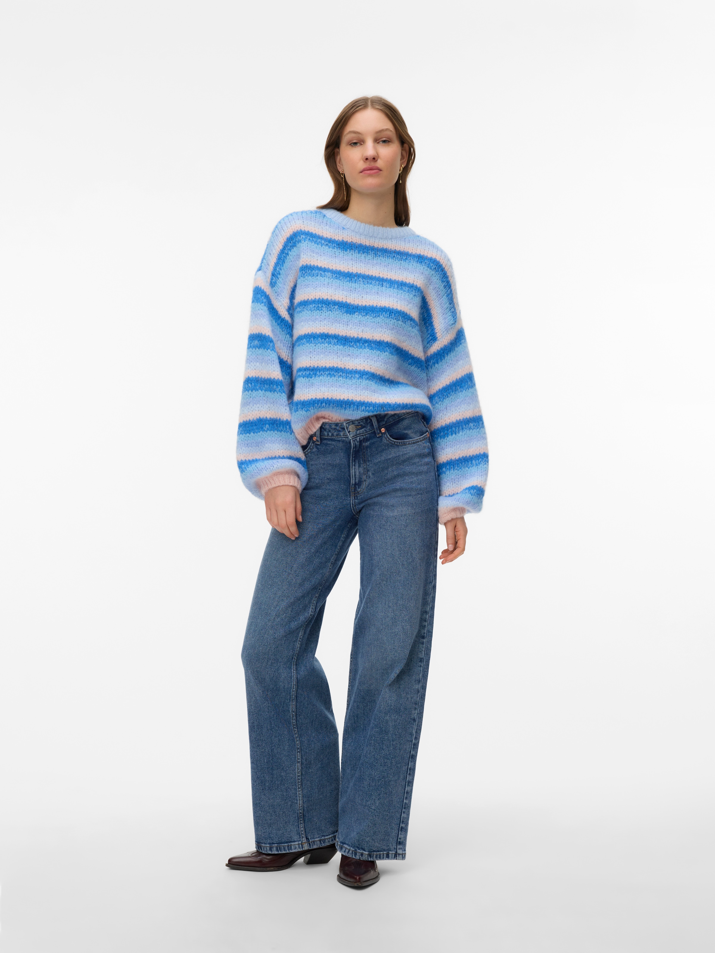 Vero Moda Strickpullover »VMMAYBE STRIPE LS O-NECK PULLOVER NOOS« Kunstfaser, loose fit