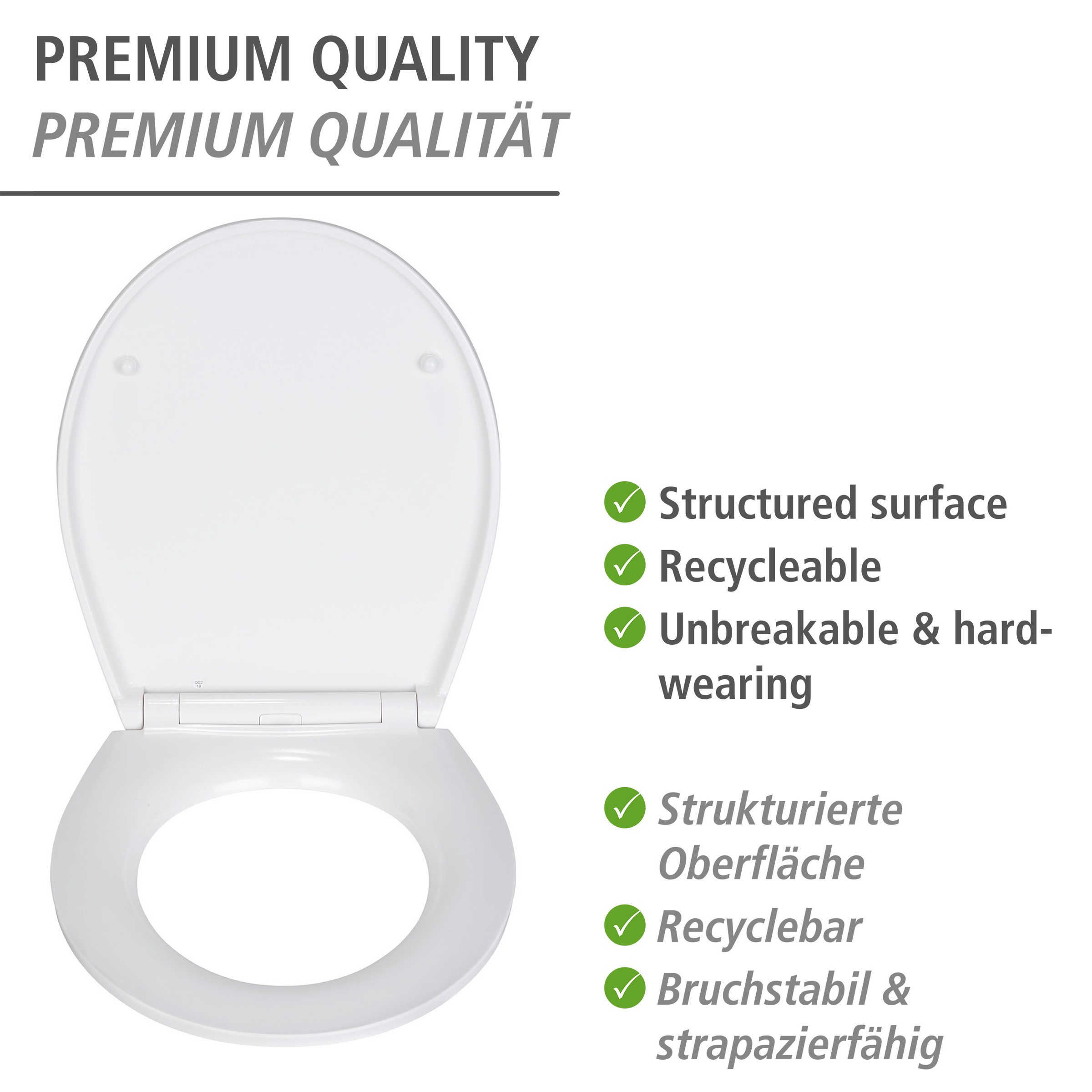 WENKO WC-Sitz »Grey Marble«, mit Relief, aus antibakteriellem Duroplast