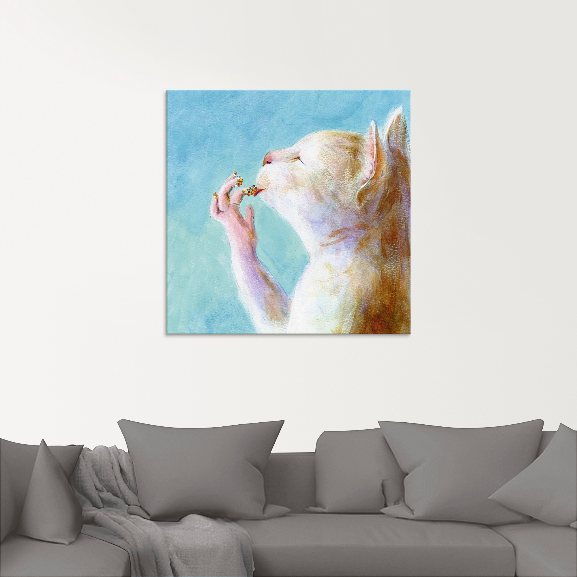 Artland Glasbild »Naschkatze«, Haustiere, (1 St.), in verschiedenen Größen