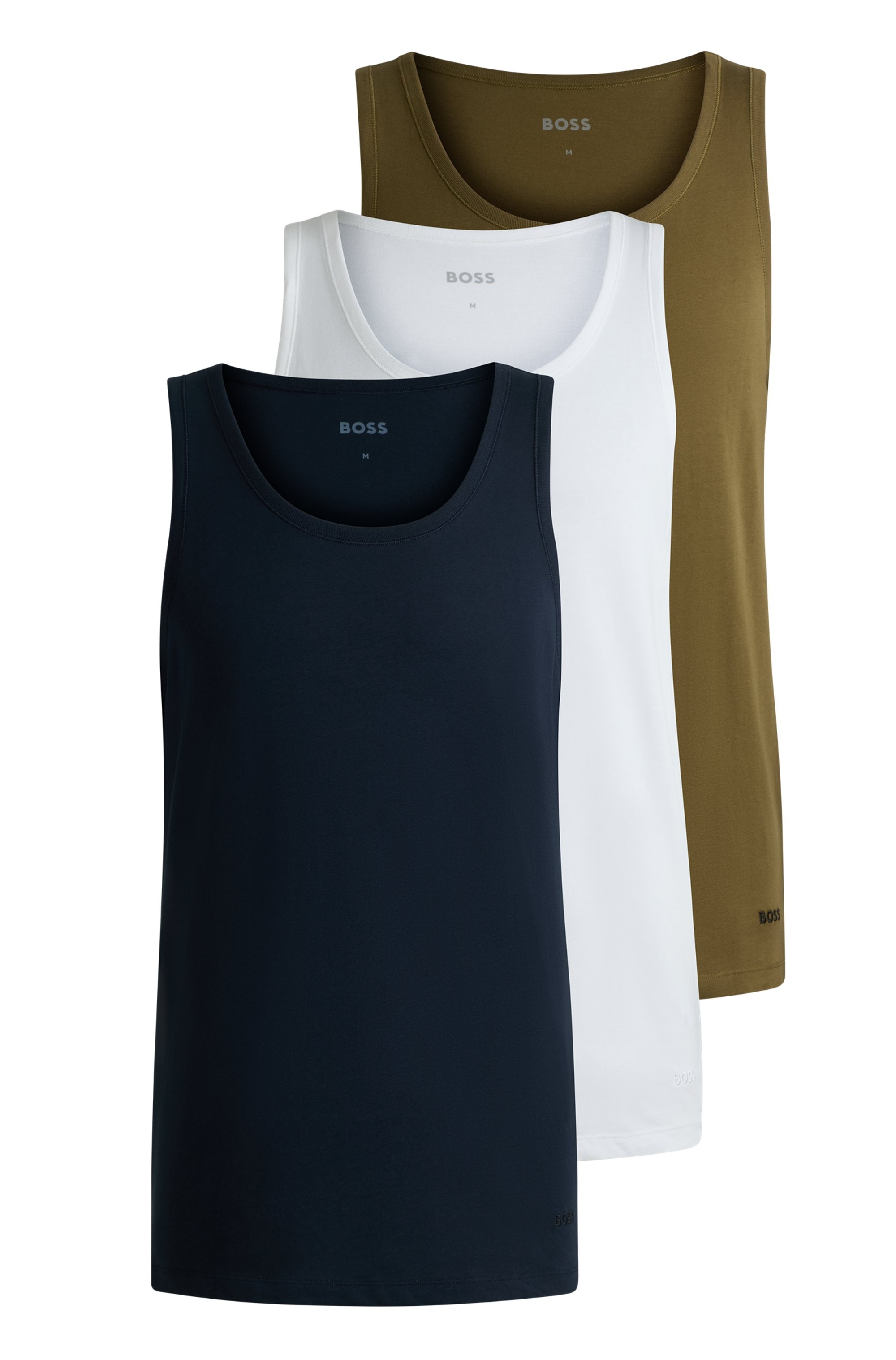 BOSS Unterhemd »Tank Top 3P CO«, (Packung, 3 St.), mit Rippbündchen