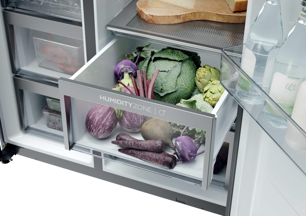 Haier Multi Door SBS 3D »HSPR79F18DWMB« 177,5 cm hoch 90,5 cm breit Humidity Zone: Obst, Gemüse und Salat 2x länger frisch halten