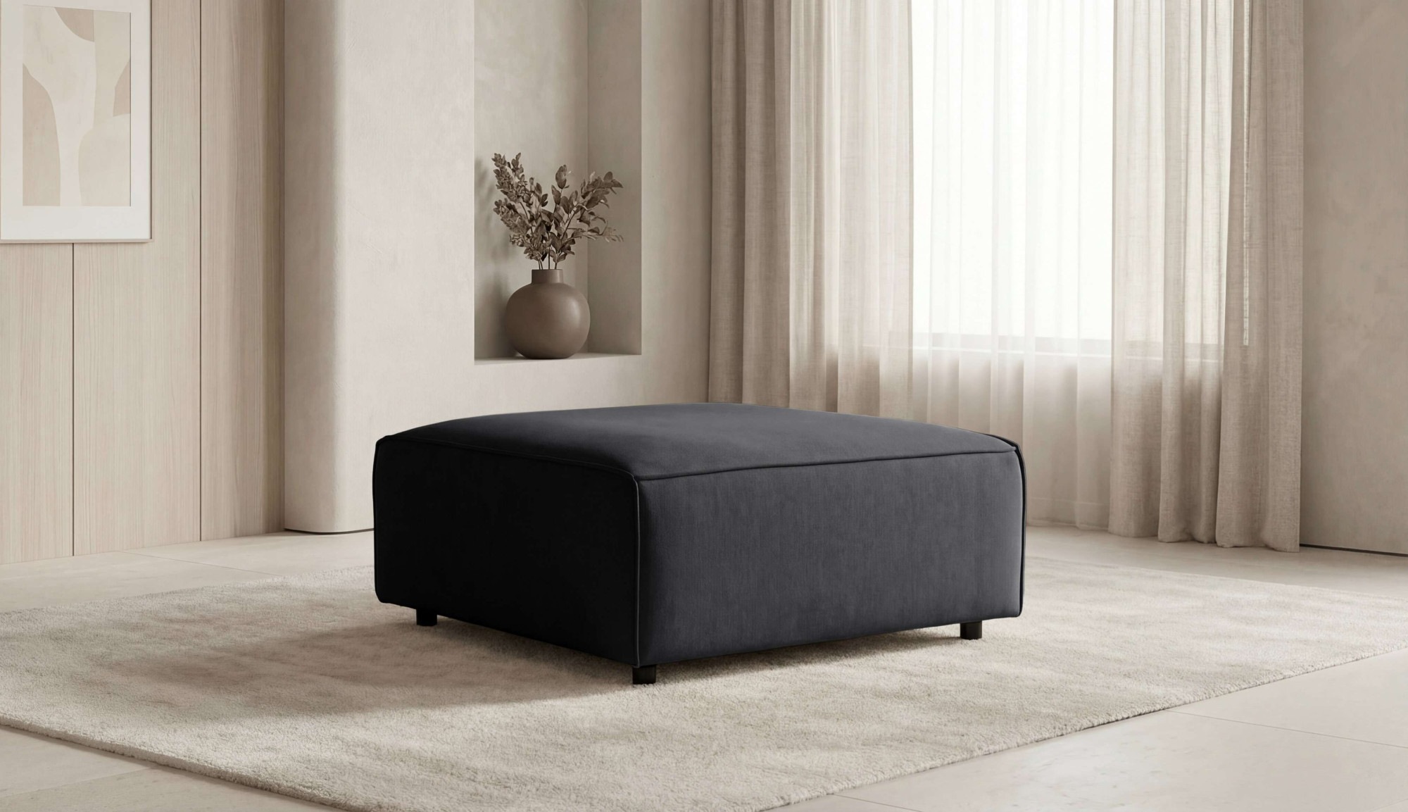 OTTO home Polsterhocker »Jorrena, extra weicher Chenille-Stoff« Praktische Ergänzung, 105x105 cm, mit Wellenunterfederung