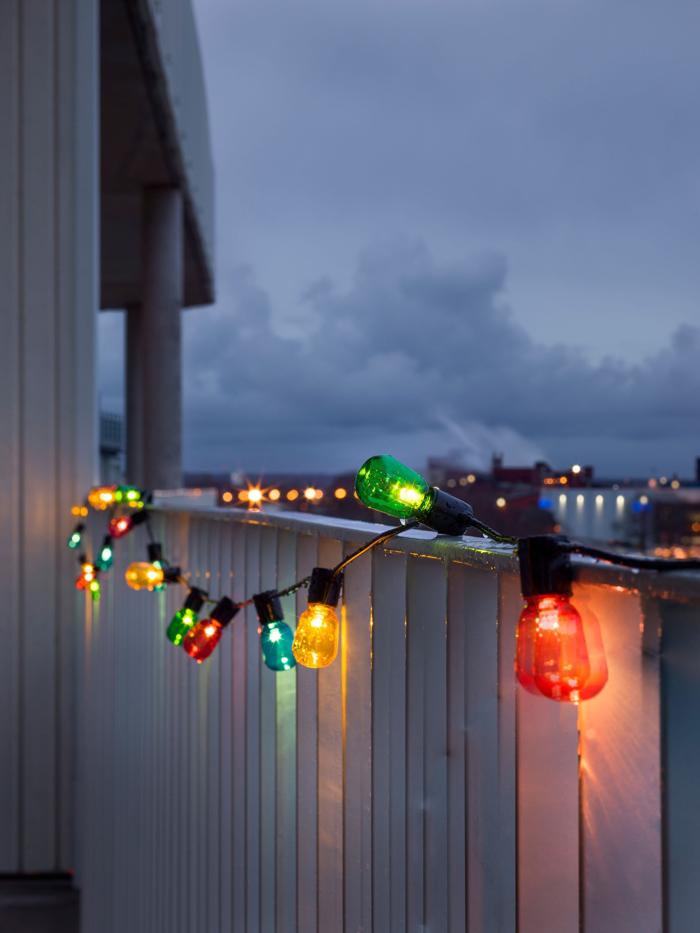 LED-Lichterkette »Weihnachtsdeko aussen«, 20 St.-flammig, LED Biergartenkette, bunt,...