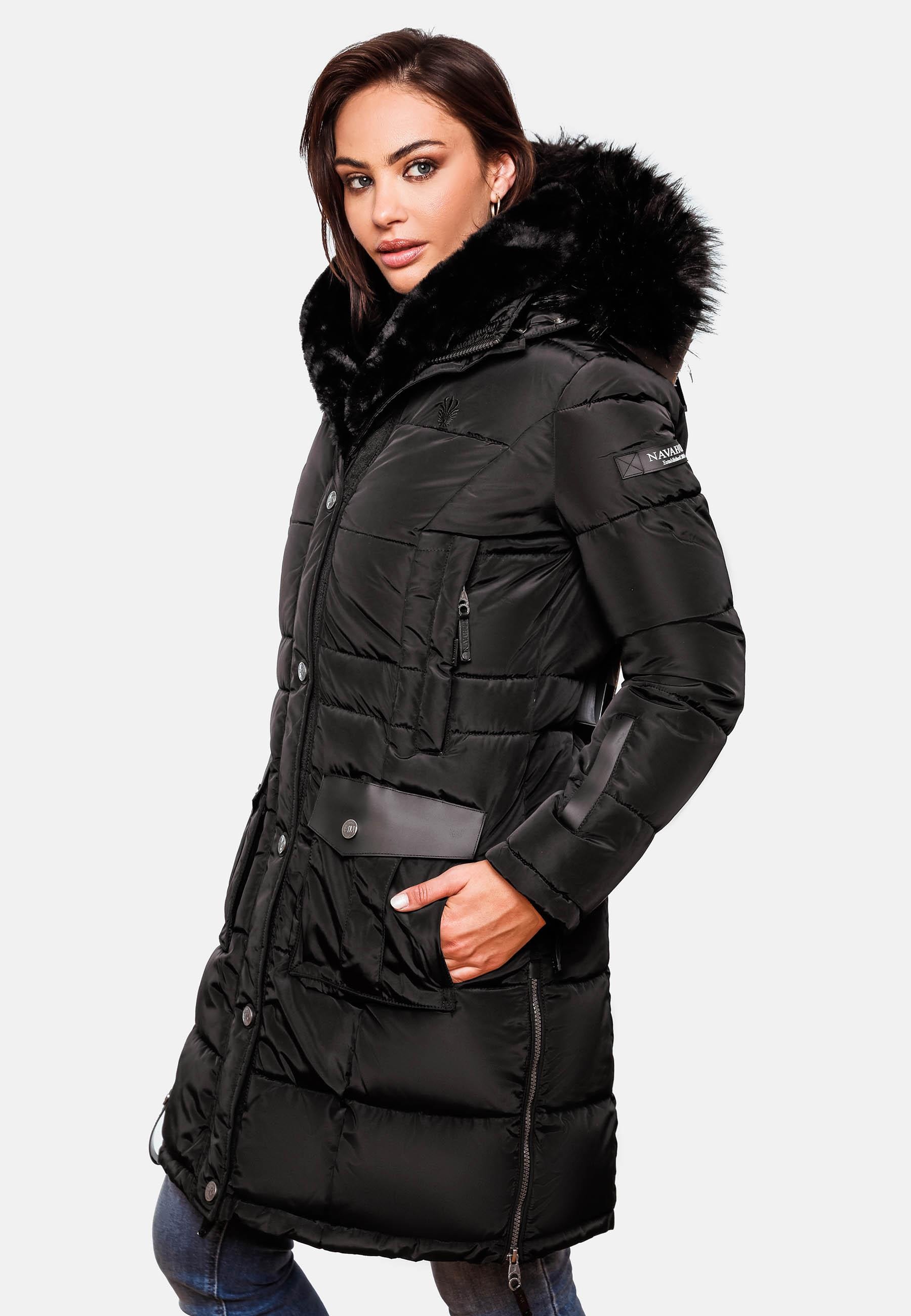 Navahoo Steppmantel »Steppmantel Sinja«, stylischer Winter Parka mit edlem Fellimitat
