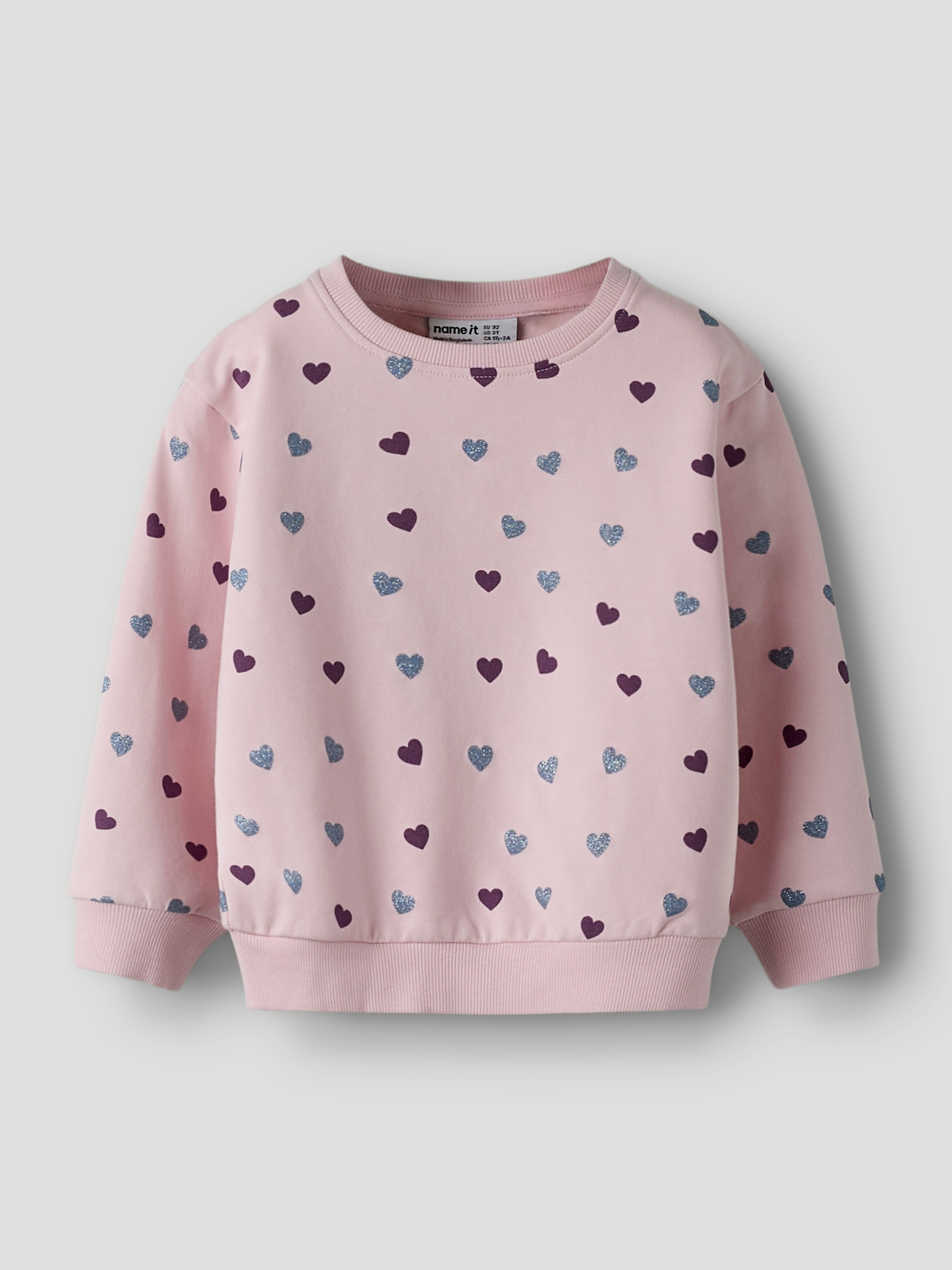 Name It Sweatshirt »NMFSOLEA LS NREG SWE BRU«, Baumwollmischung, Glitzerdetails, Druck, Langarm
