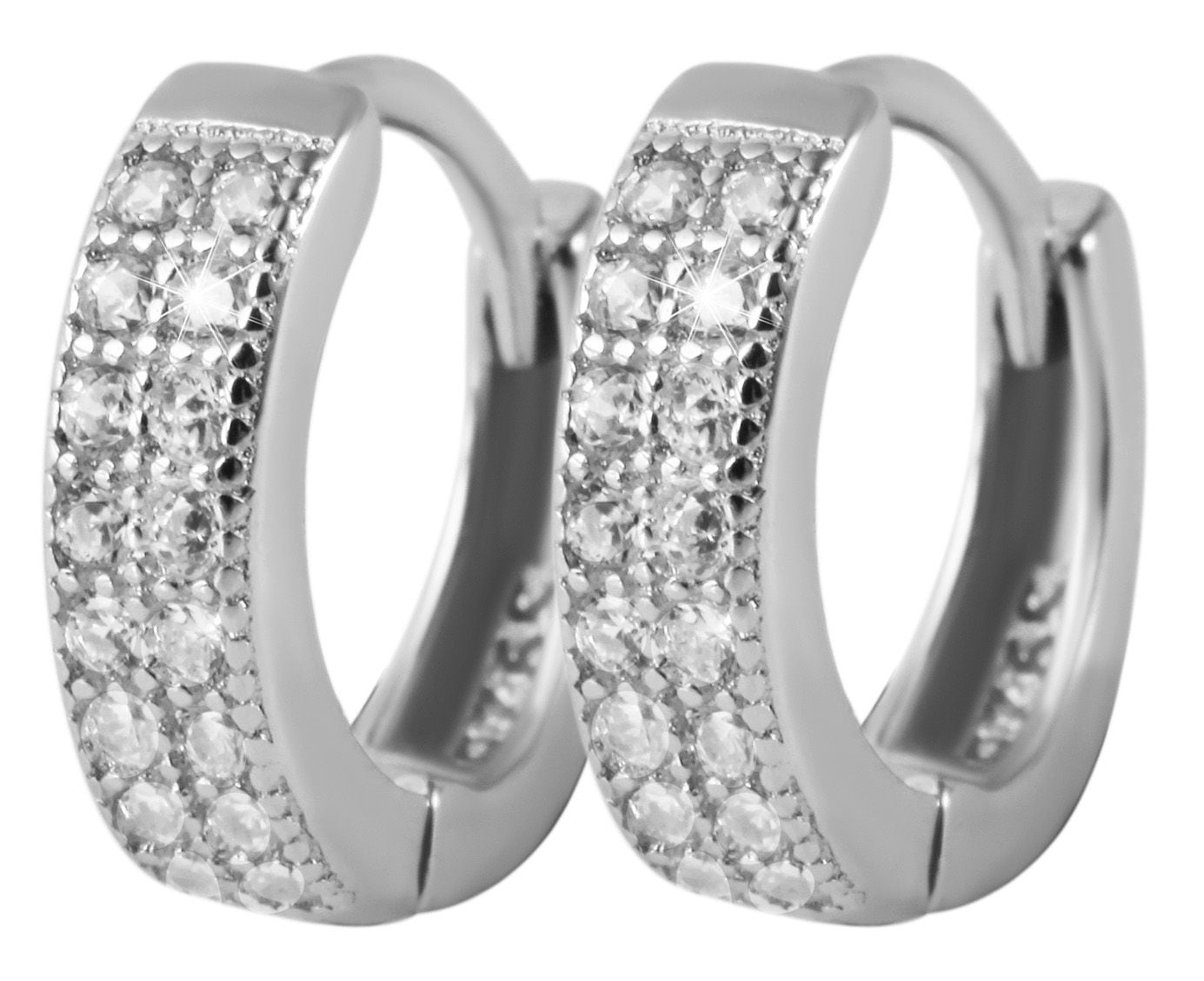 Adelia´s Paar Creolen »Damen Ohrringe ¿ Klappcreole aus 925 Silber mit Zirkonia«