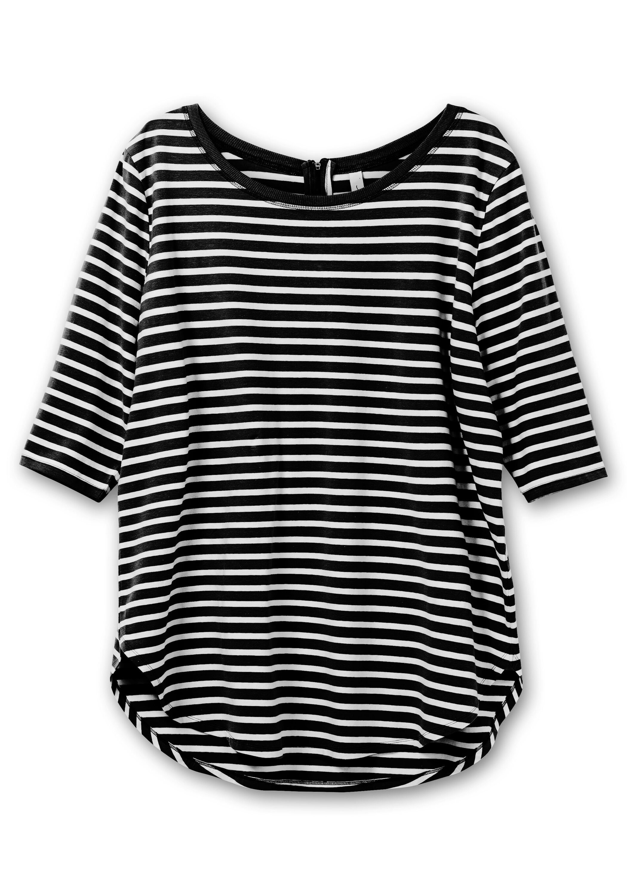 Sheego Longshirt »Longshirt mit Streifen und Nacken-Reißverschluss«, mit Streifen und Nacken-Reißverschluss