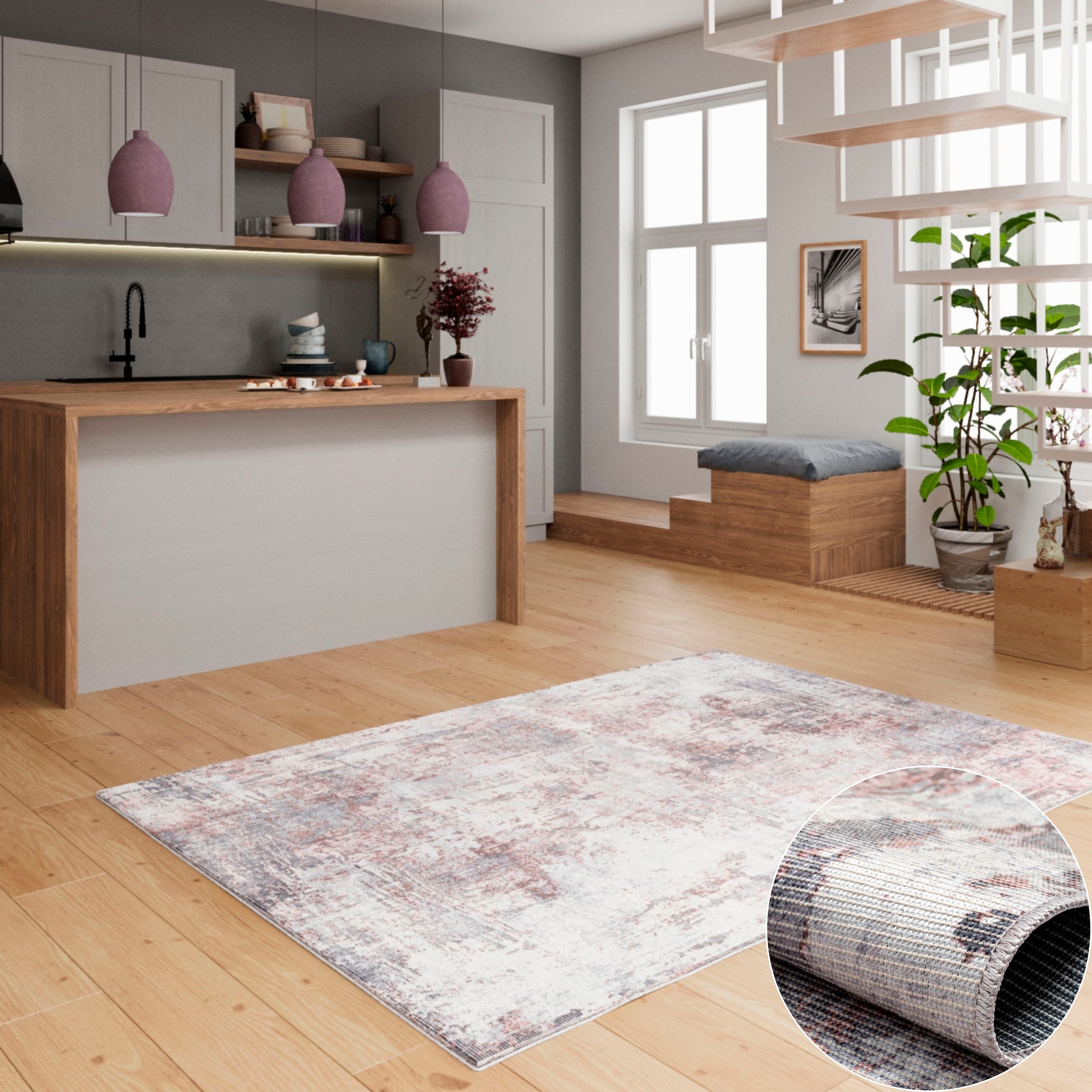 my home Teppich »Mülenen«, rechteckig, 10 mm Höhe, Kurzflor, modernes Design, waschbar, In- und Outdoor geeignet