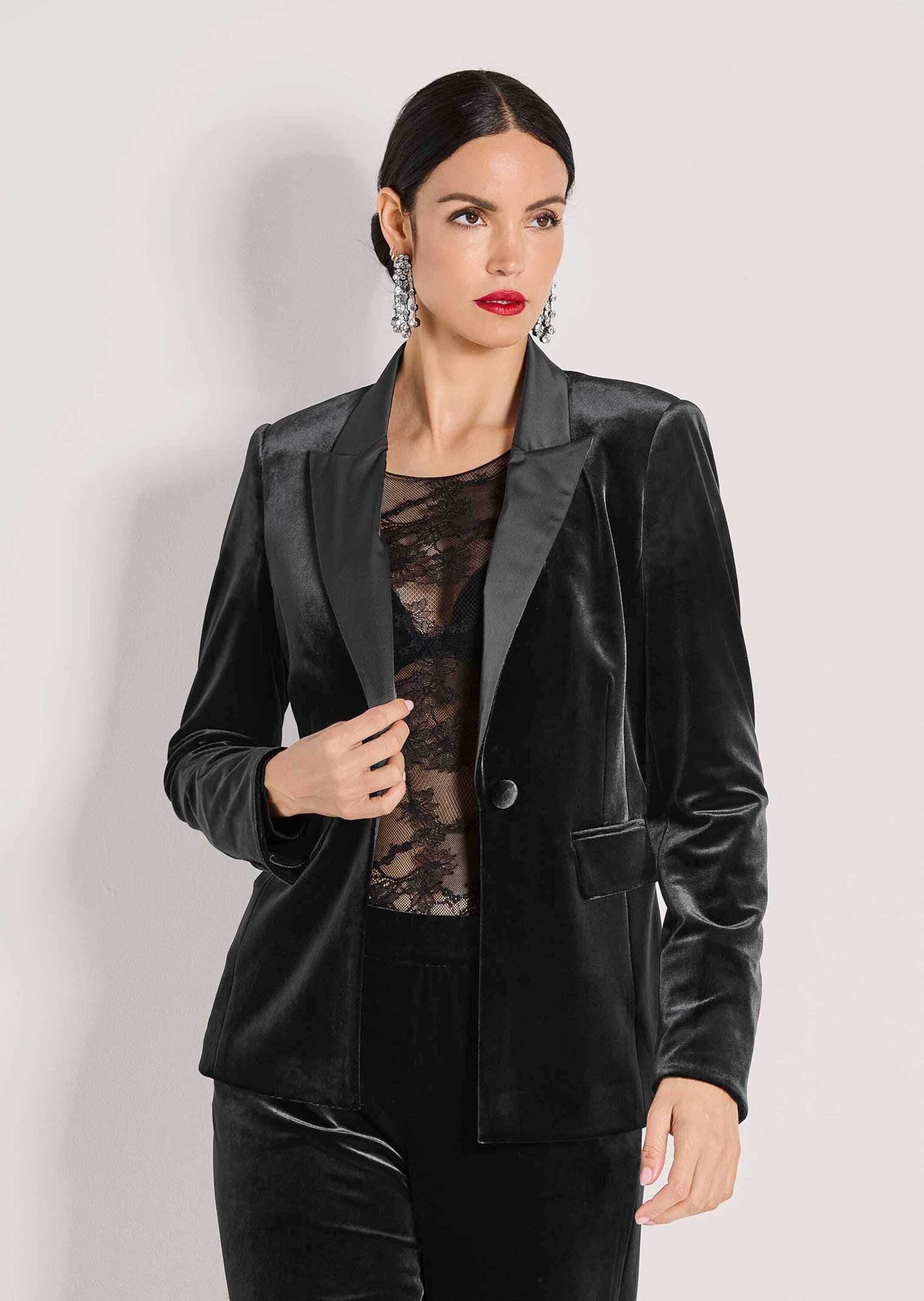 MADELEINE Longblazer »Samtjacke Samtblazer mit Reverskragen«