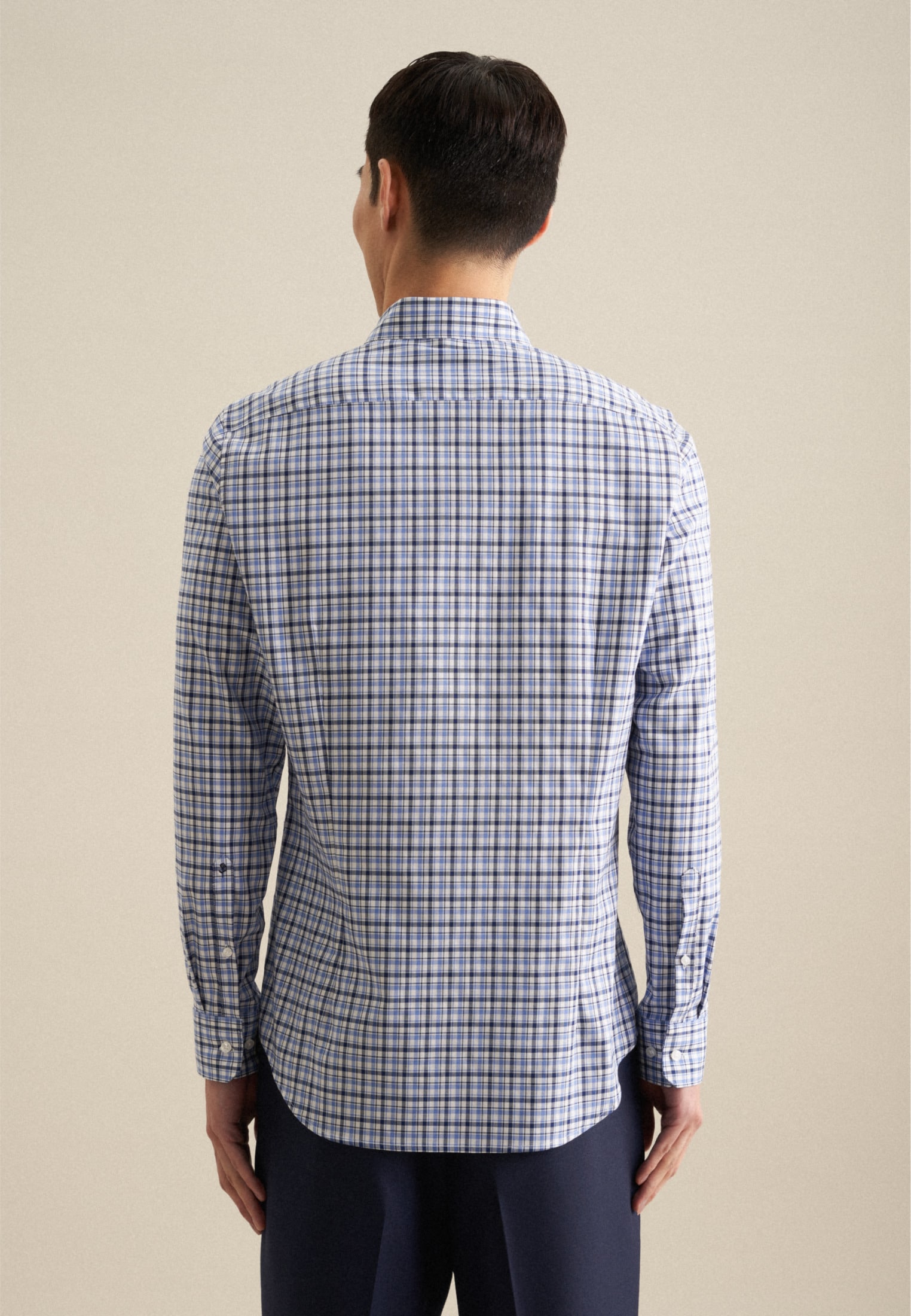 seidensticker Businesshemd »Slim«, Slim Langarm Button-Down-Kragen Karo
